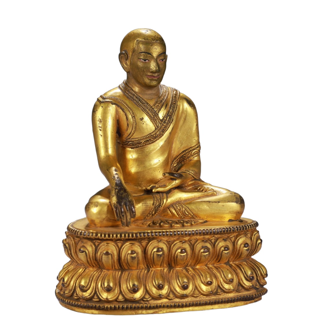 A Solemn Gilt Bronze Statue of Guru - 5