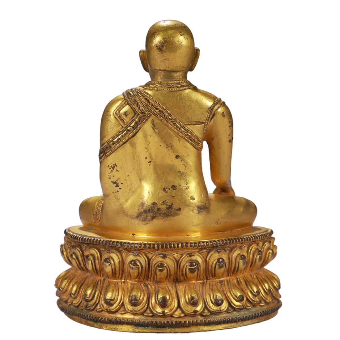 A Solemn Gilt Bronze Statue of Guru - 6
