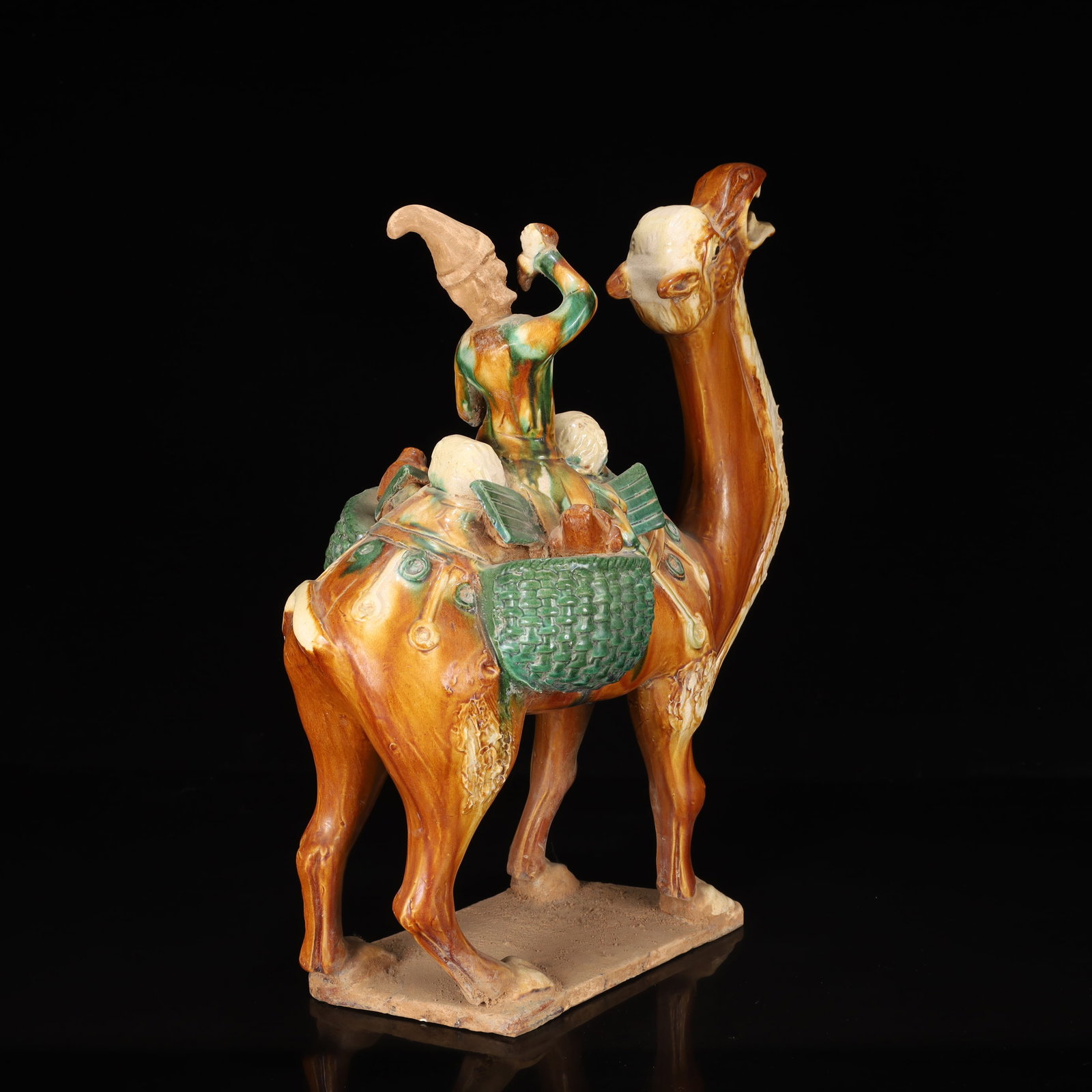 A Rare Tang Tri-Color Glazed Pottery Figure Riding Camel Ornament - 10