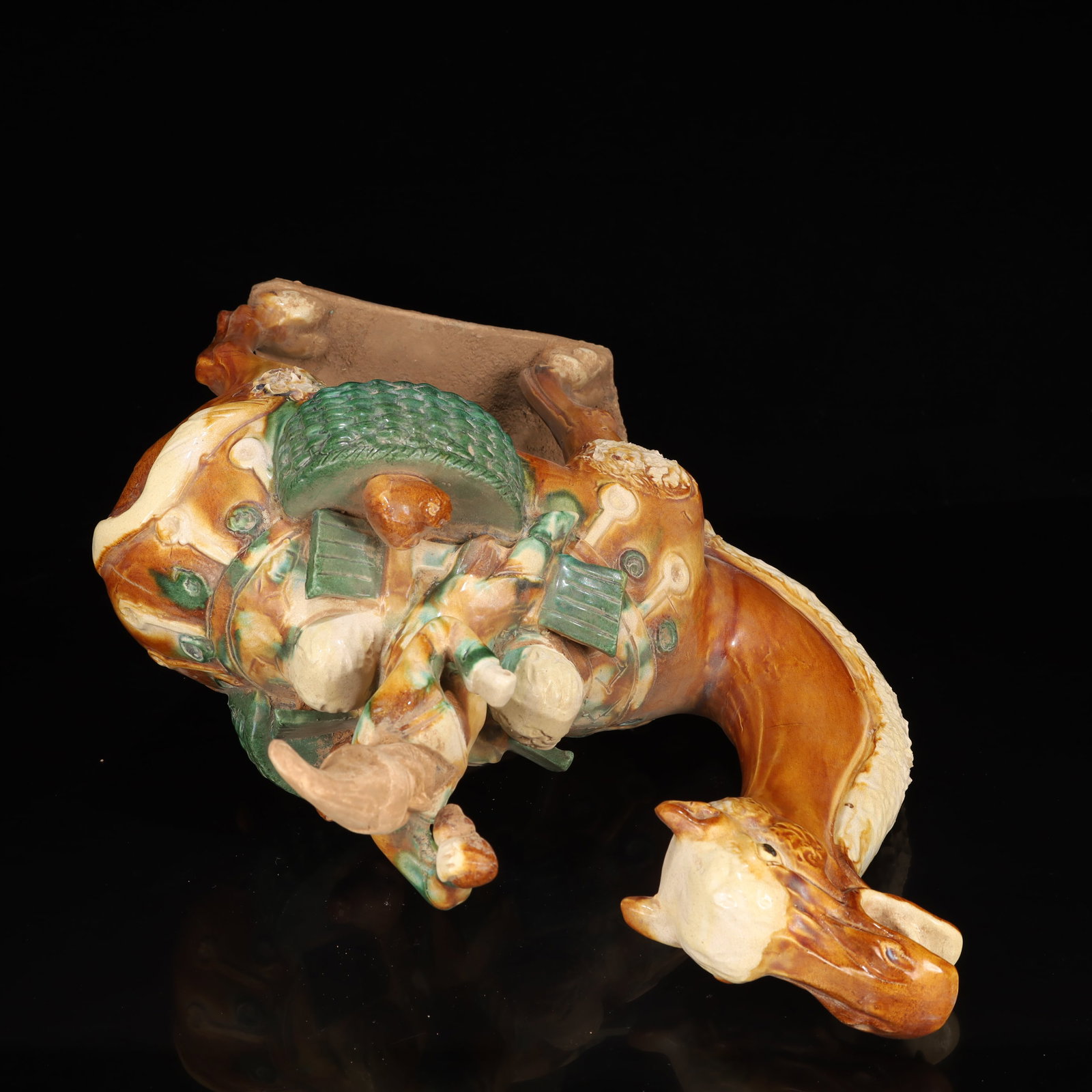 A Rare Tang Tri-Color Glazed Pottery Figure Riding Camel Ornament - 11