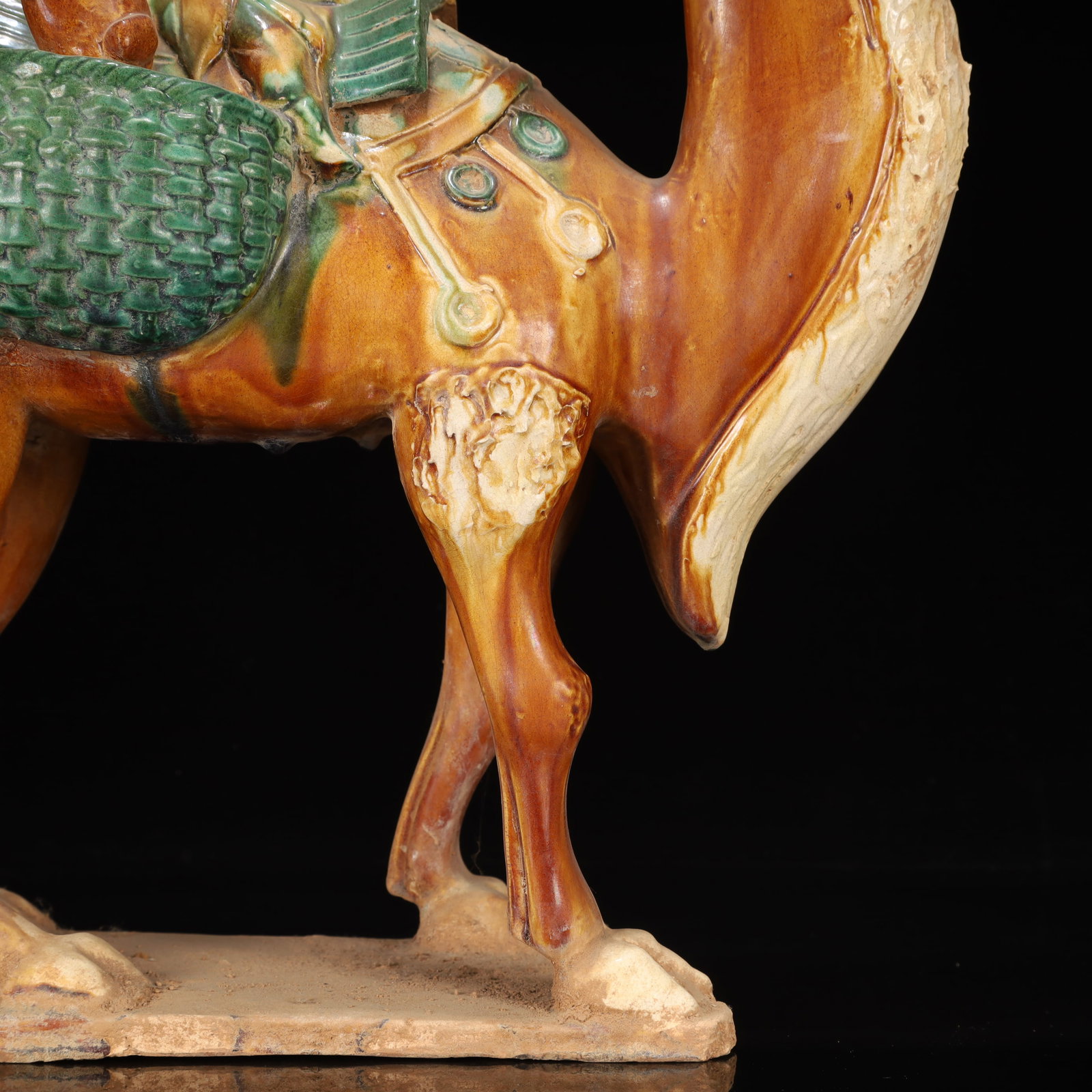 A Rare Tang Tri-Color Glazed Pottery Figure Riding Camel Ornament - 3