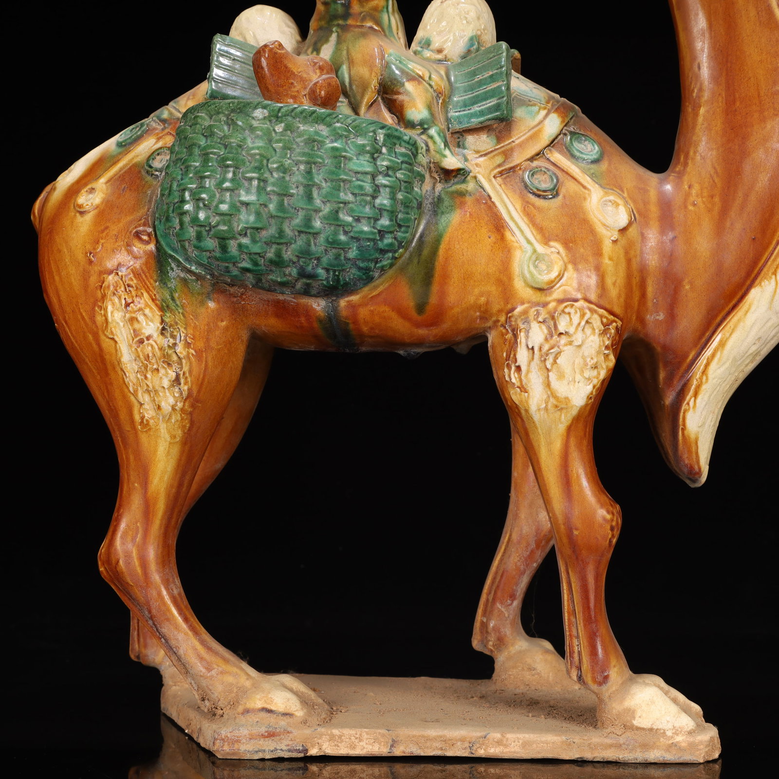 A Rare Tang Tri-Color Glazed Pottery Figure Riding Camel Ornament - 4