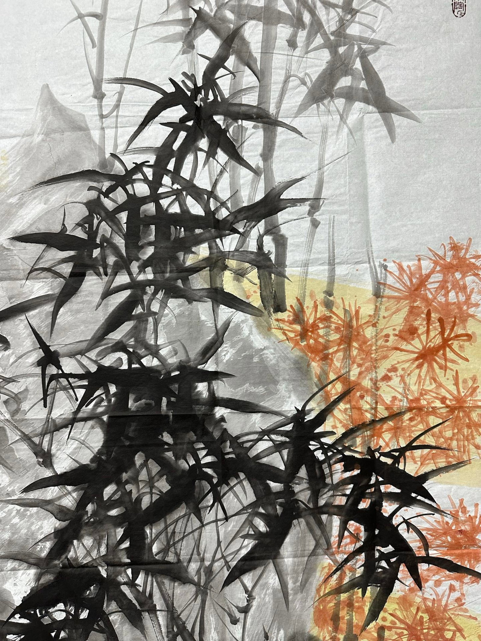 A Chinese Ink Painting of Bamboo and Bird on Paper,Li Xiyong - 4