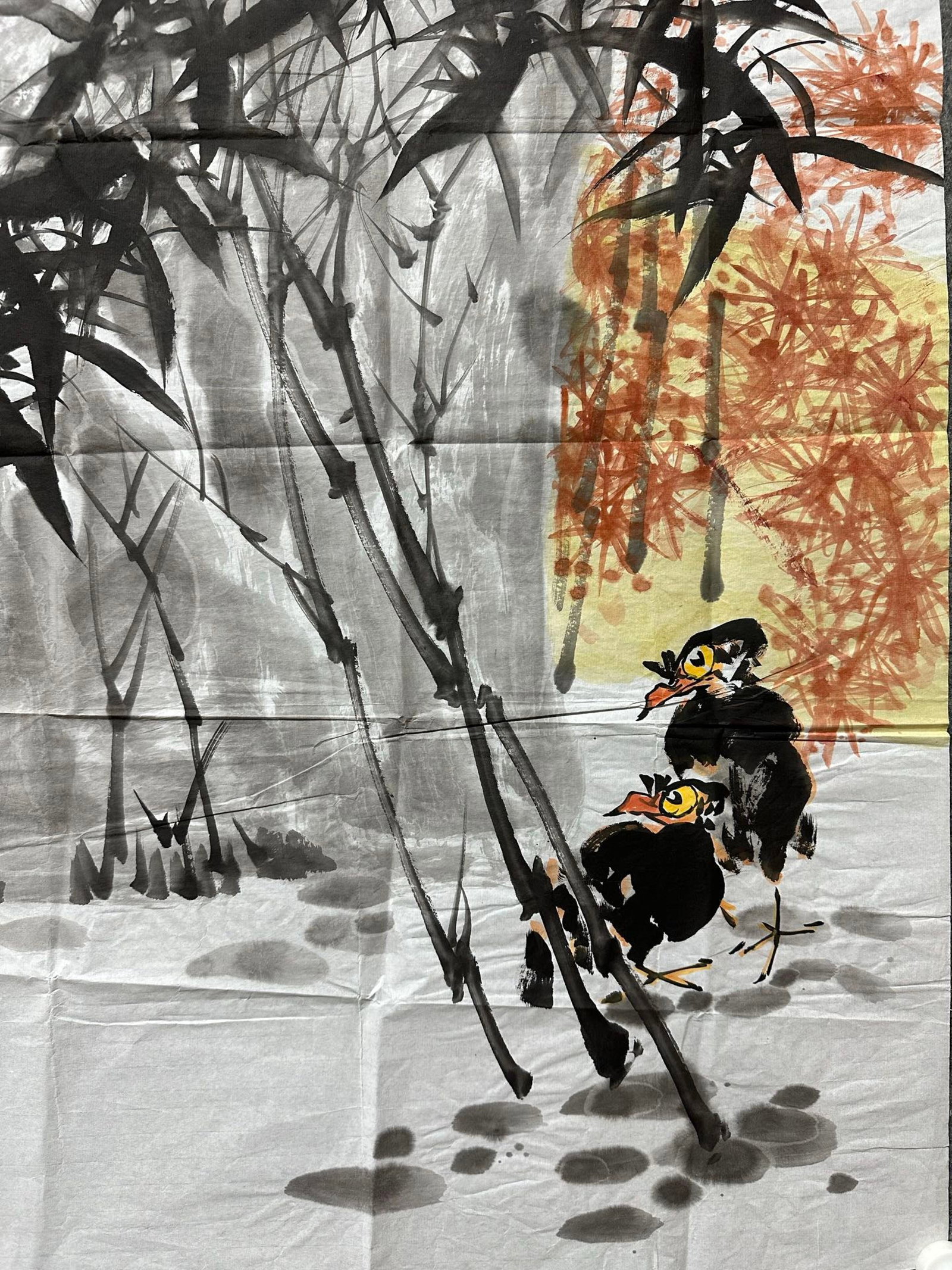 A Chinese Ink Painting of Bamboo and Bird on Paper,Li Xiyong - 6