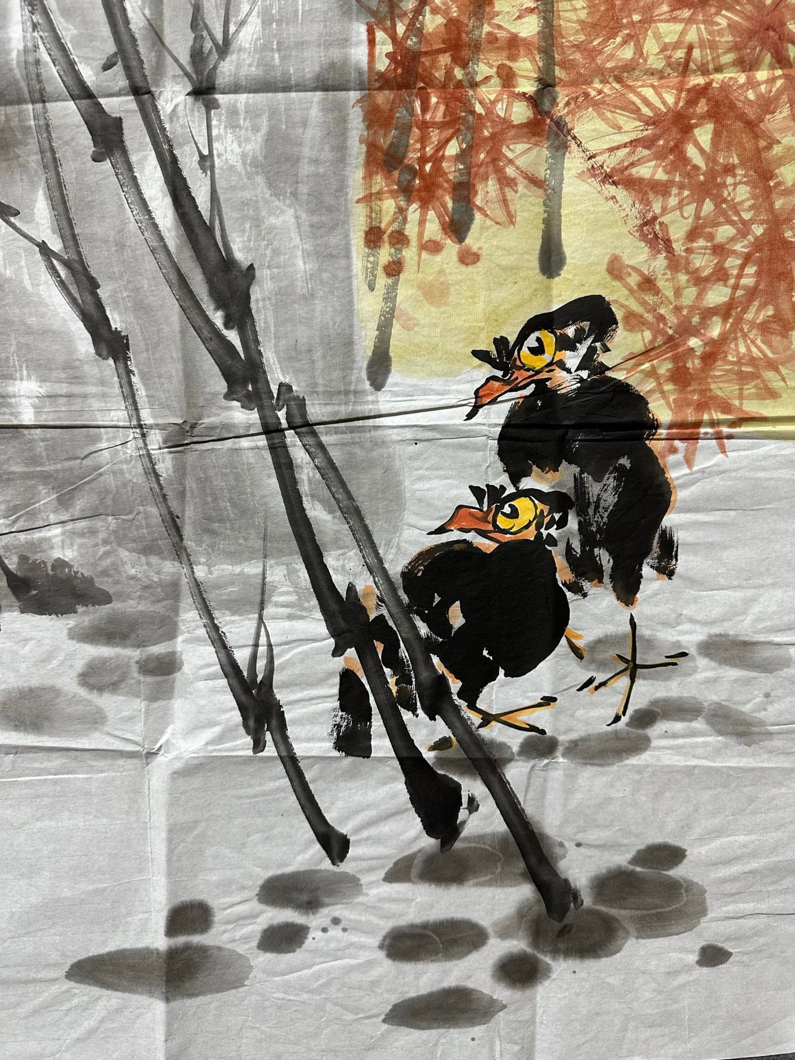 A Chinese Ink Painting of Bamboo and Bird on Paper,Li Xiyong - 7