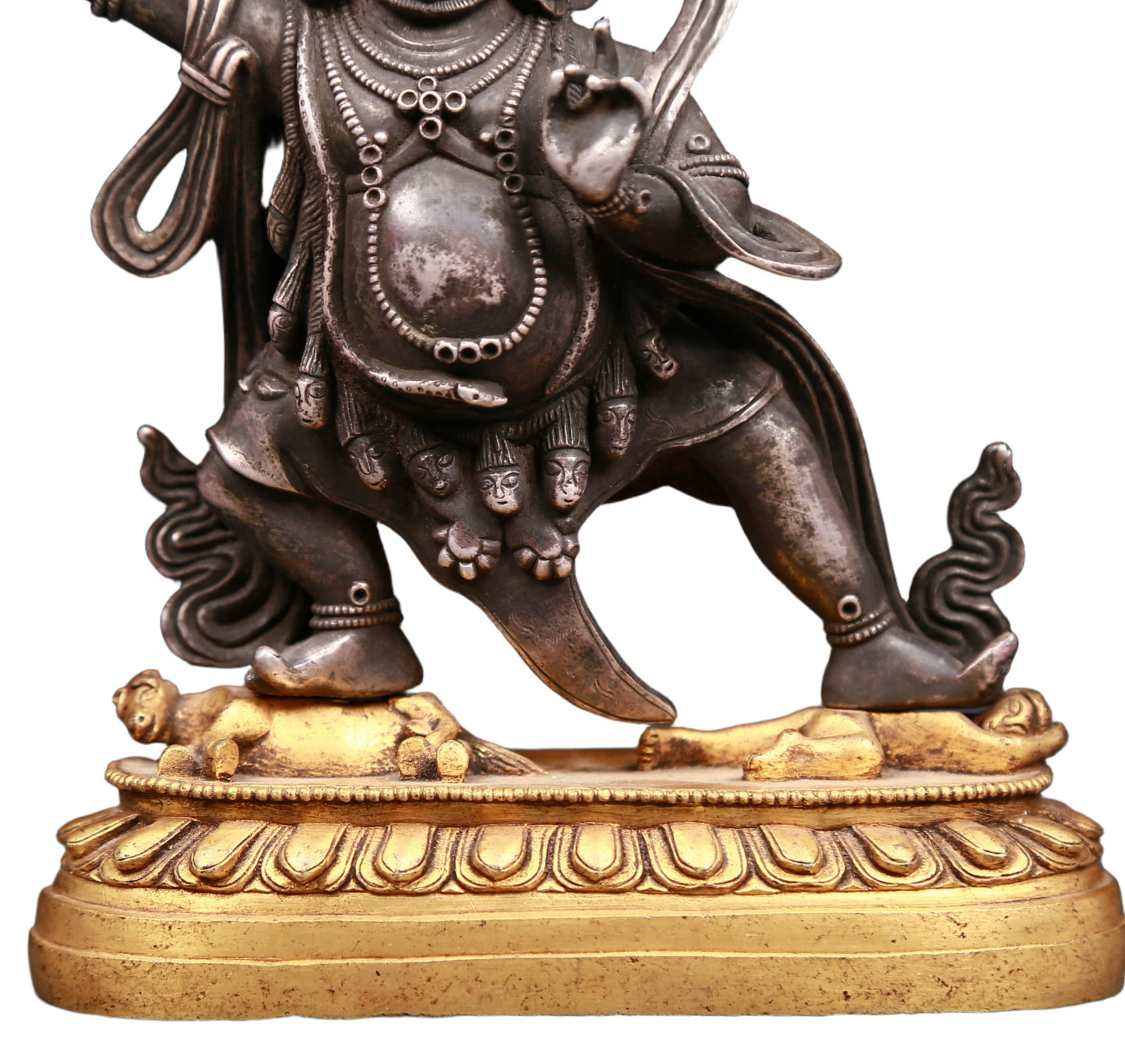 An exquisite gilt bronze and silver Vajra statue - 3