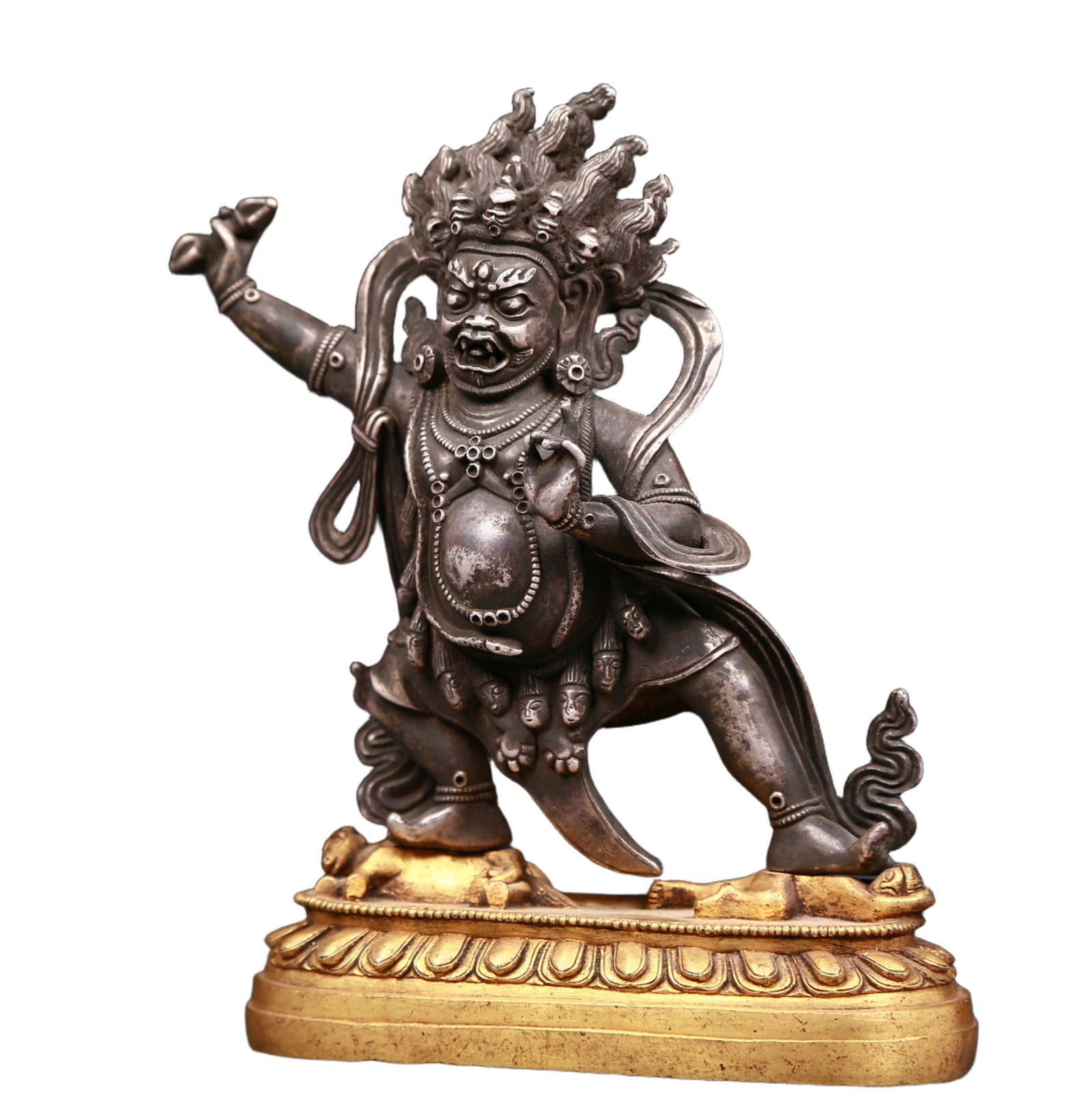 An exquisite gilt bronze and silver Vajra statue - 4