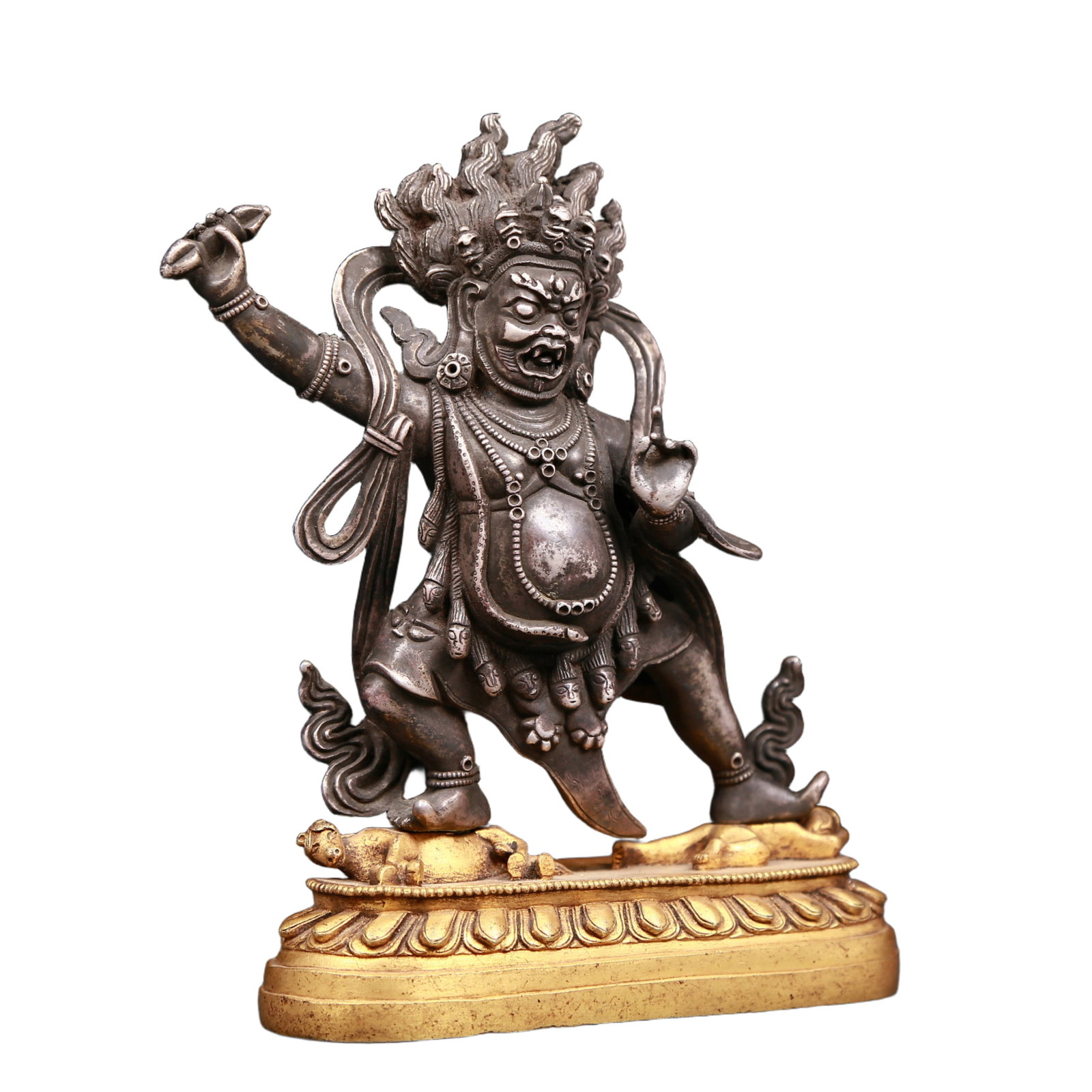 An exquisite gilt bronze and silver Vajra statue - 5