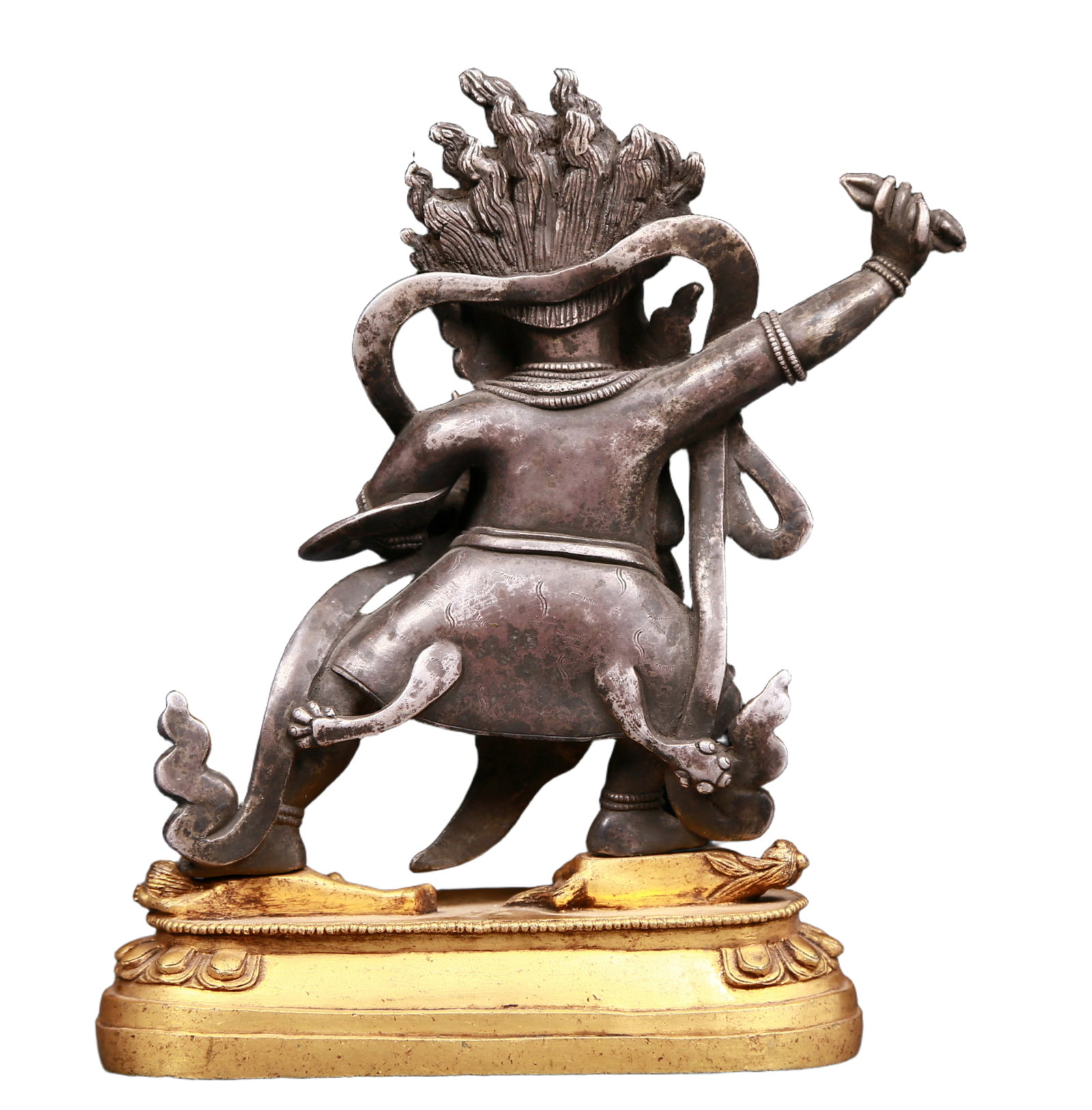 An exquisite gilt bronze and silver Vajra statue - 6