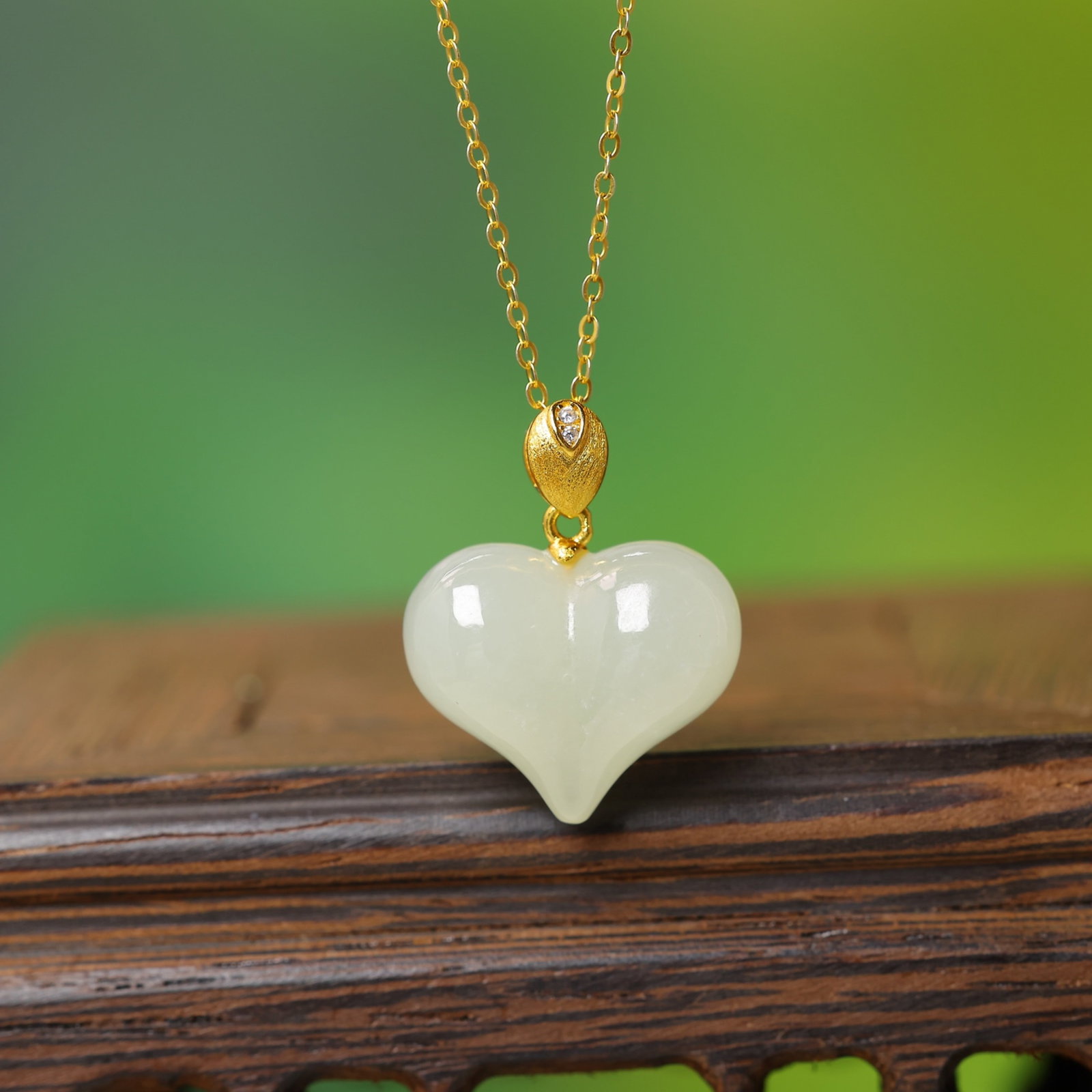 An Exquisite Sterling Silver-Gold Plated Inlaid White Jade Pendant - 2