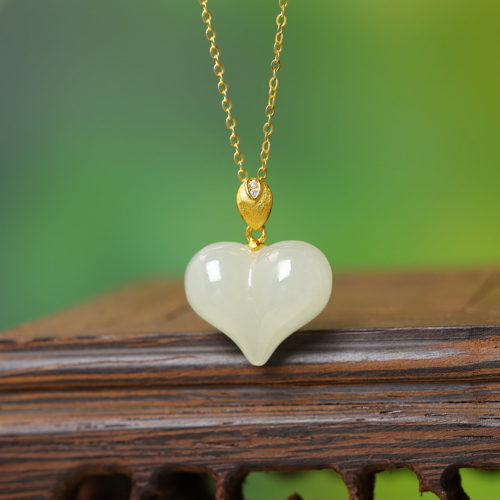 An Exquisite Sterling Silver-Gold Plated Inlaid White Jade Pendant - 3