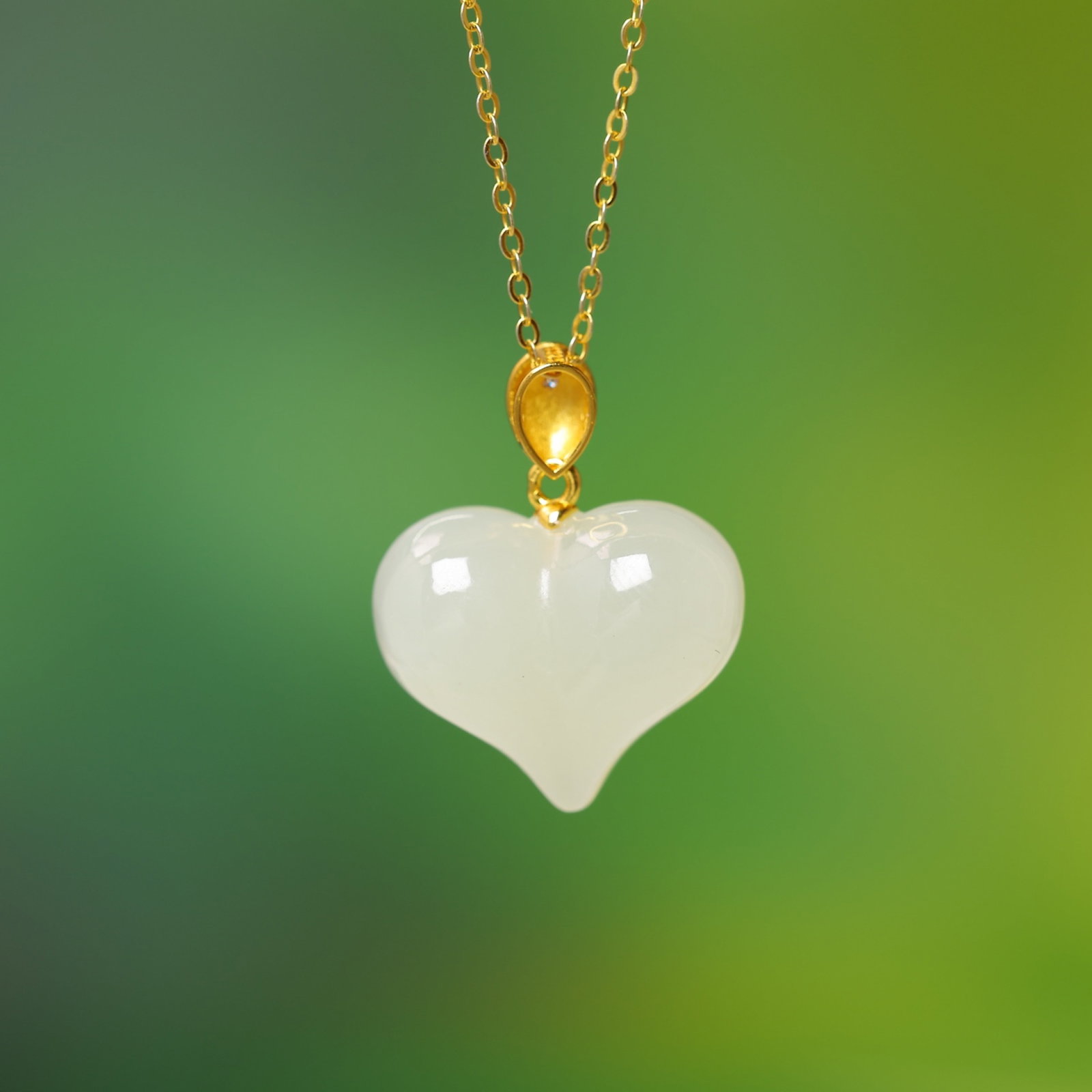 An Exquisite Sterling Silver-Gold Plated Inlaid White Jade Pendant - 6