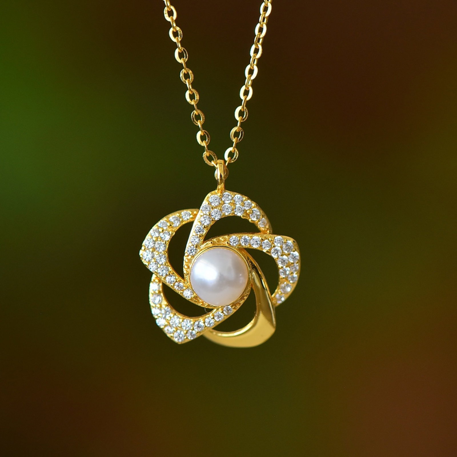 An Exquisite Sterling Silver-Gold Plated Inlaid White Jade Pendant - 3