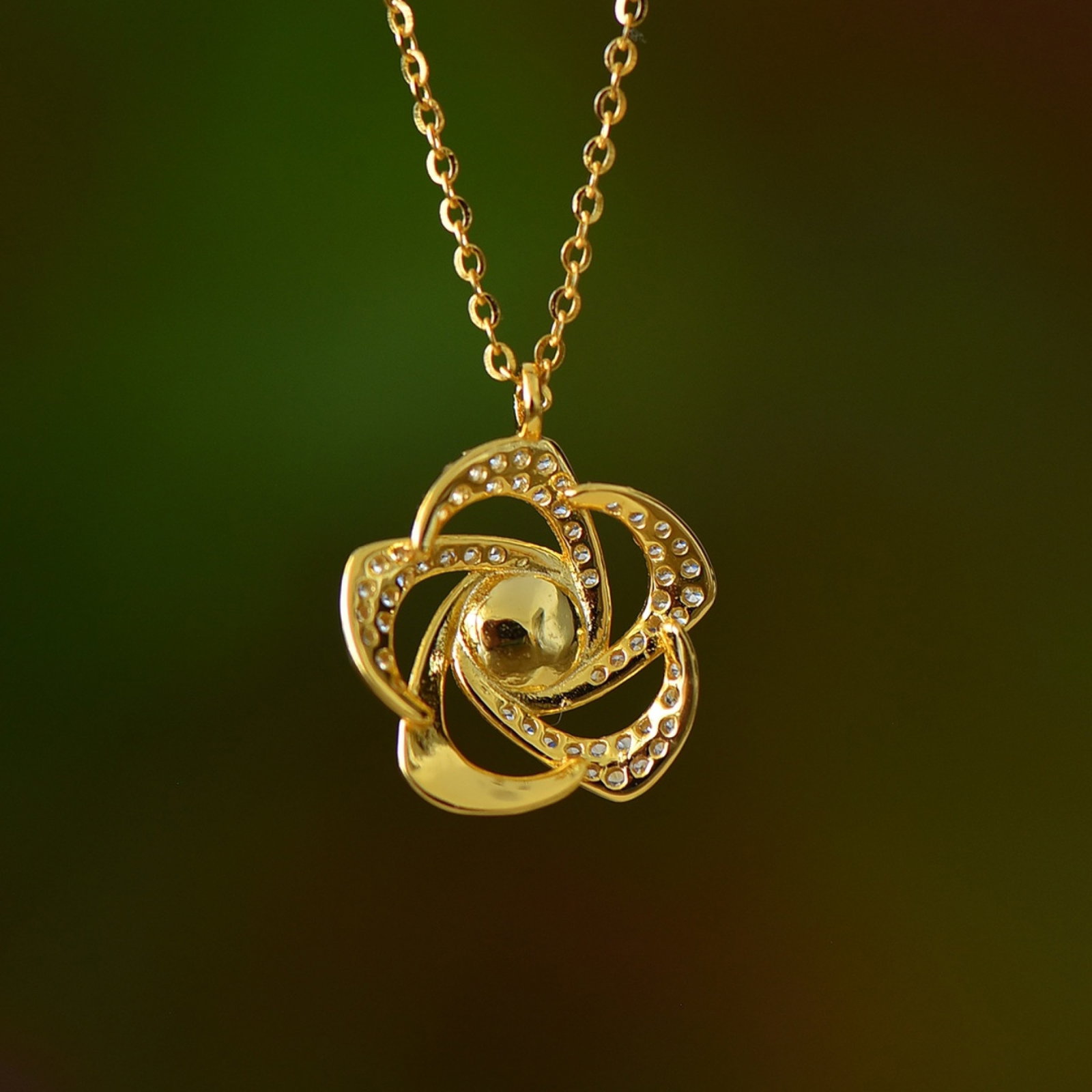 An Exquisite Sterling Silver-Gold Plated Inlaid White Jade Pendant - 6