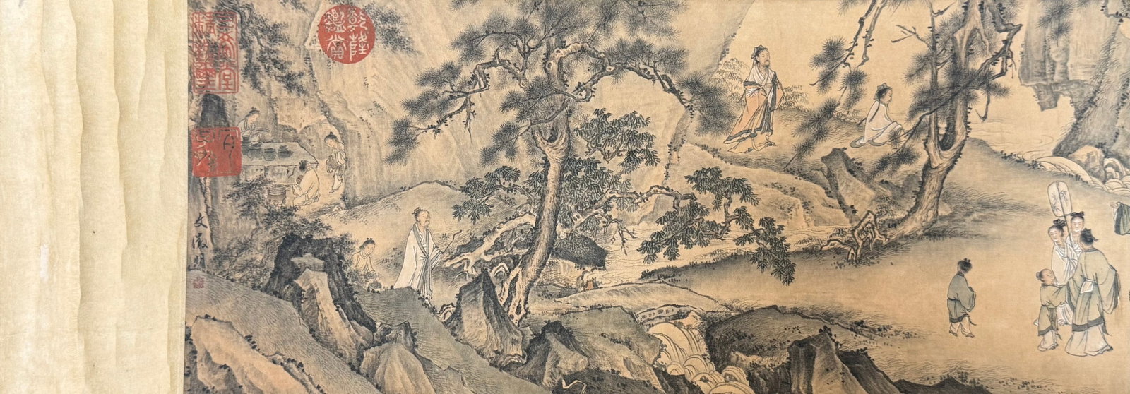 A Chinese Hand Scroll Ink Painting of Landscape and Figure on Paper, Wen Zhengming - 10