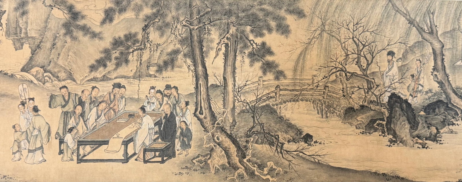 A Chinese Hand Scroll Ink Painting of Landscape and Figure on Paper, Wen Zhengming - 8