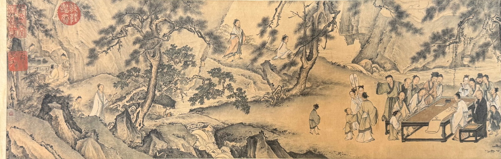 A Chinese Hand Scroll Ink Painting of Landscape and Figure on Paper, Wen Zhengming - 9