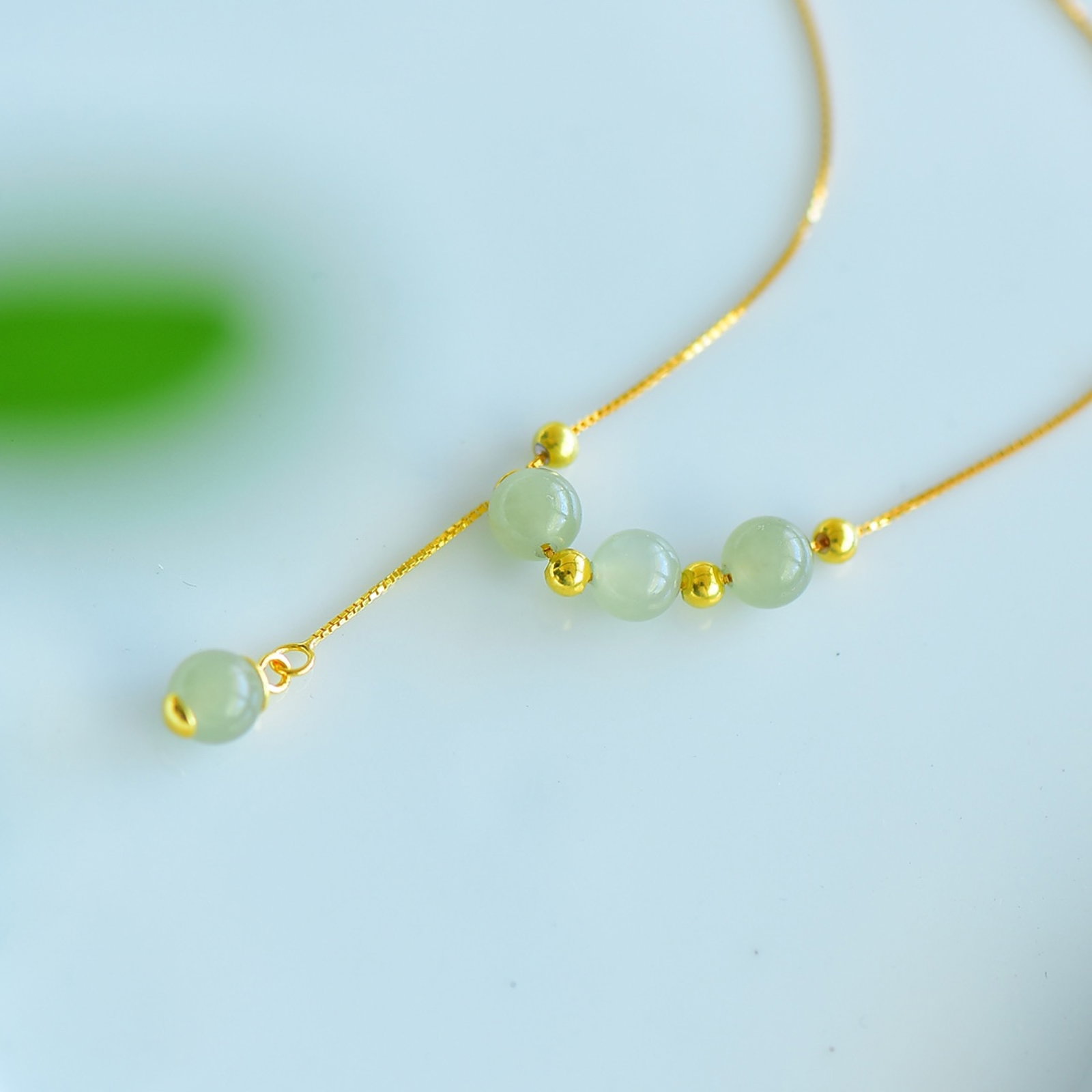 An Exquisite Sterling Silver-Gold Plated Inlaid Greenish Jade Pendant - 3