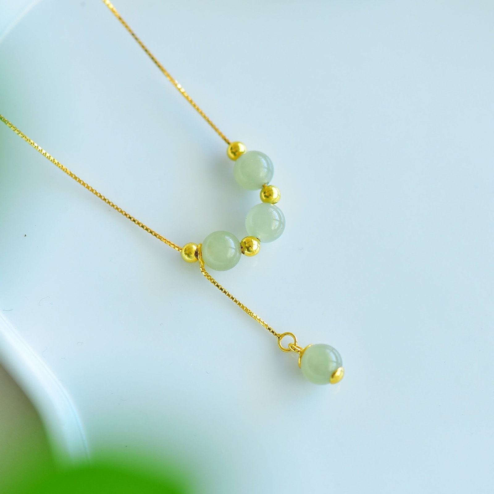 An Exquisite Sterling Silver-Gold Plated Inlaid Greenish Jade Pendant - 4