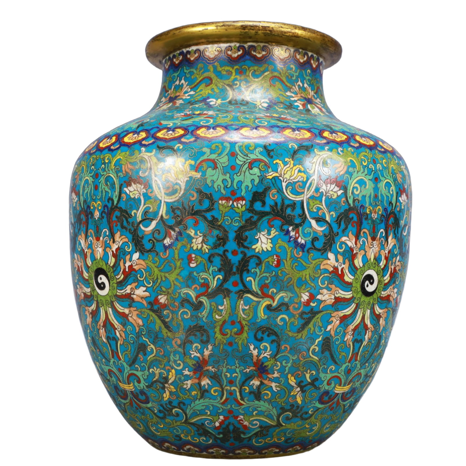 A Huge Cloisonne Lotus and Trigram Pattern Jar - 4