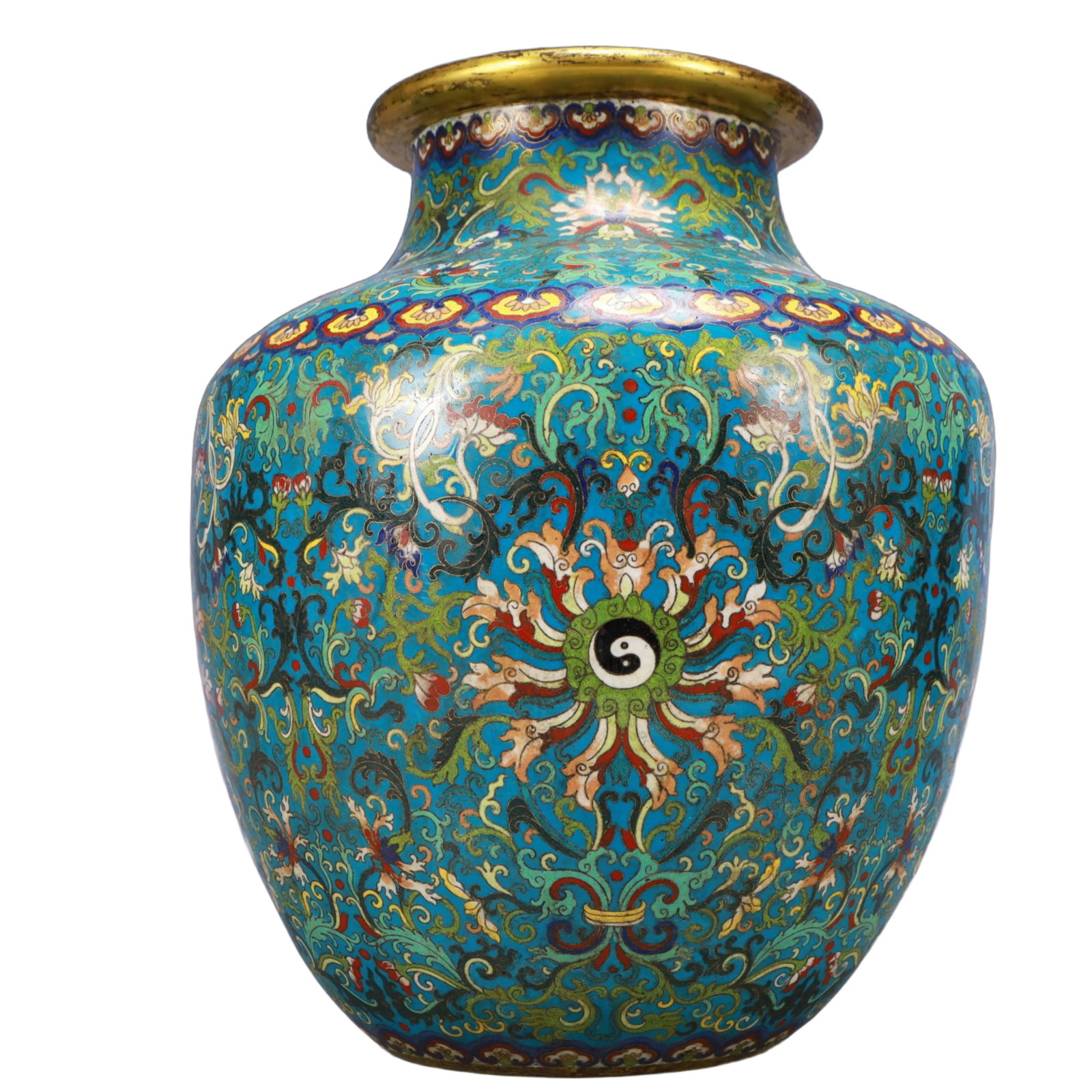 A Huge Cloisonne Lotus and Trigram Pattern Jar - 5