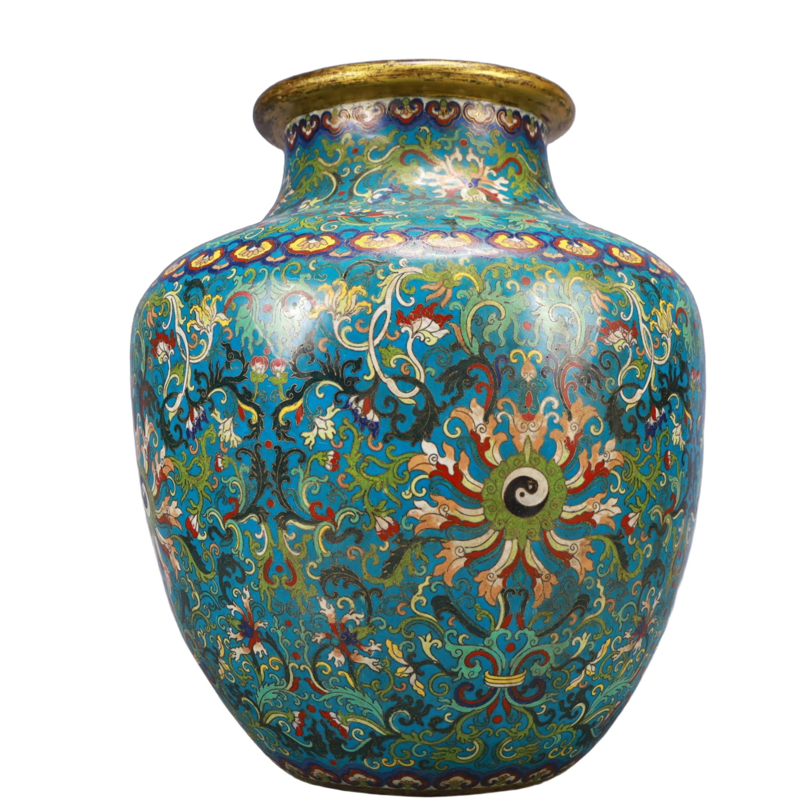 A Huge Cloisonne Lotus and Trigram Pattern Jar - 6