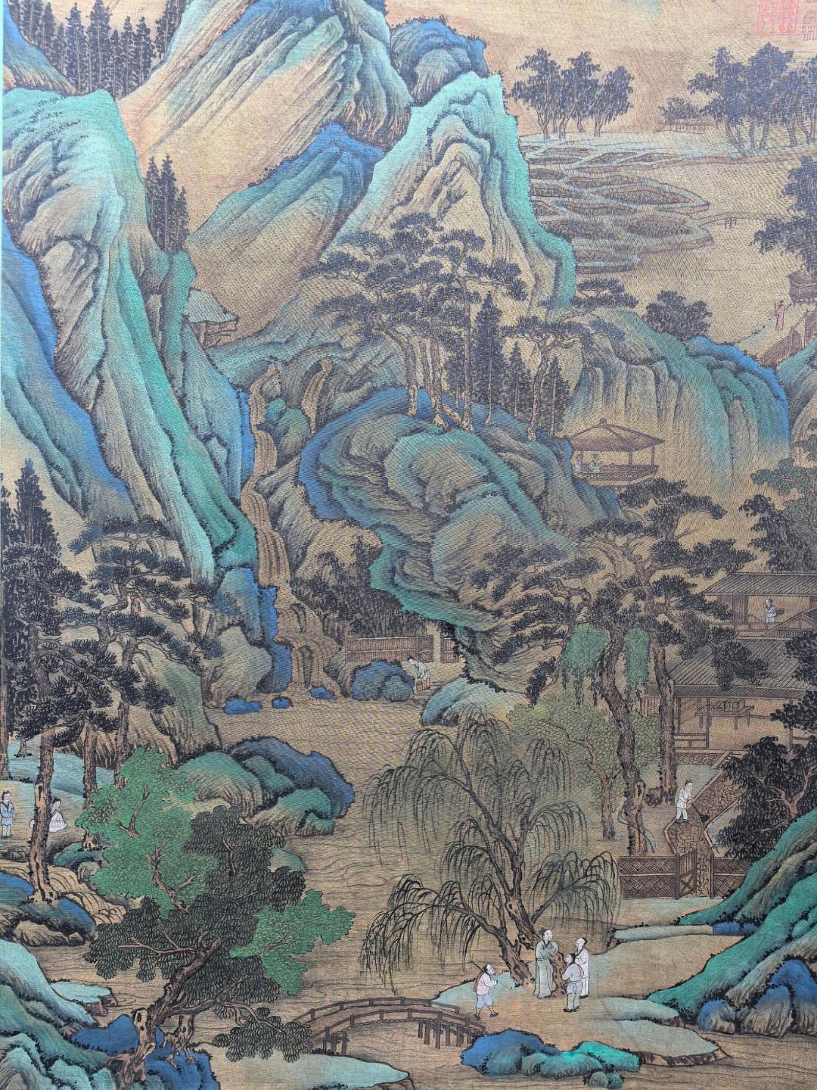 A Chinese Vertical Scroll Ink Painting of Landscape and Figure on Silk,With A Chinese Vertical Sc... - 7