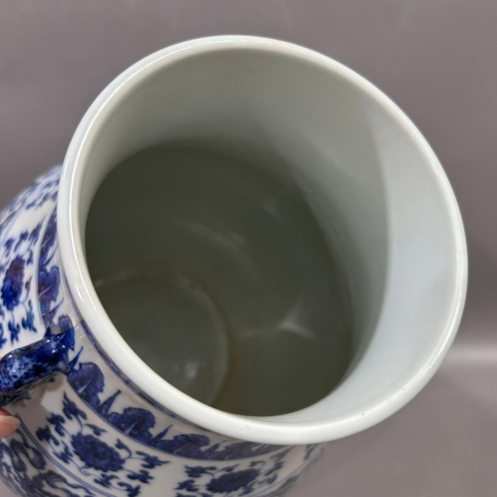 A Rare Blue and White Lotus and Eight Treasures Pattern Double-Ears Vase - 5