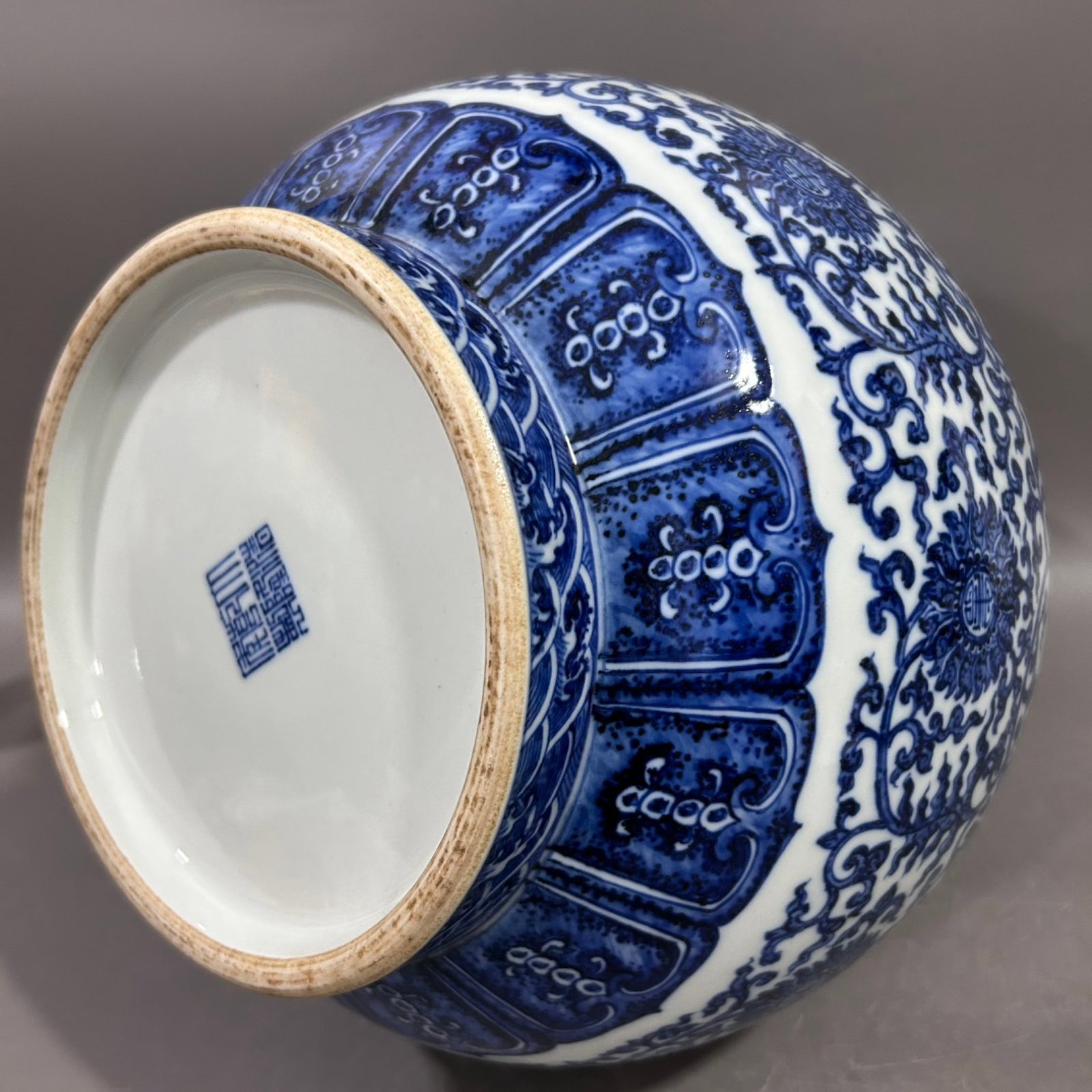 A Rare Blue and White Lotus and Eight Treasures Pattern Double-Ears Vase - 6