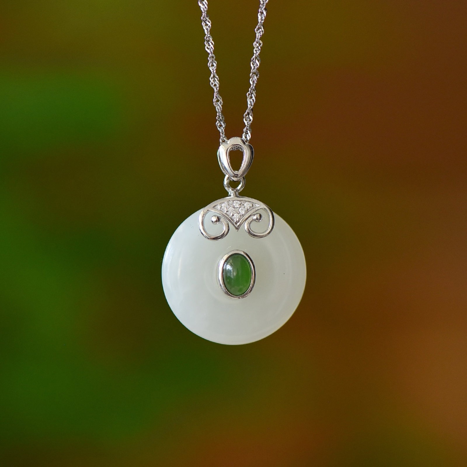 An Exquisite Sterling Silver Inlaid White Jade Pendant - 4