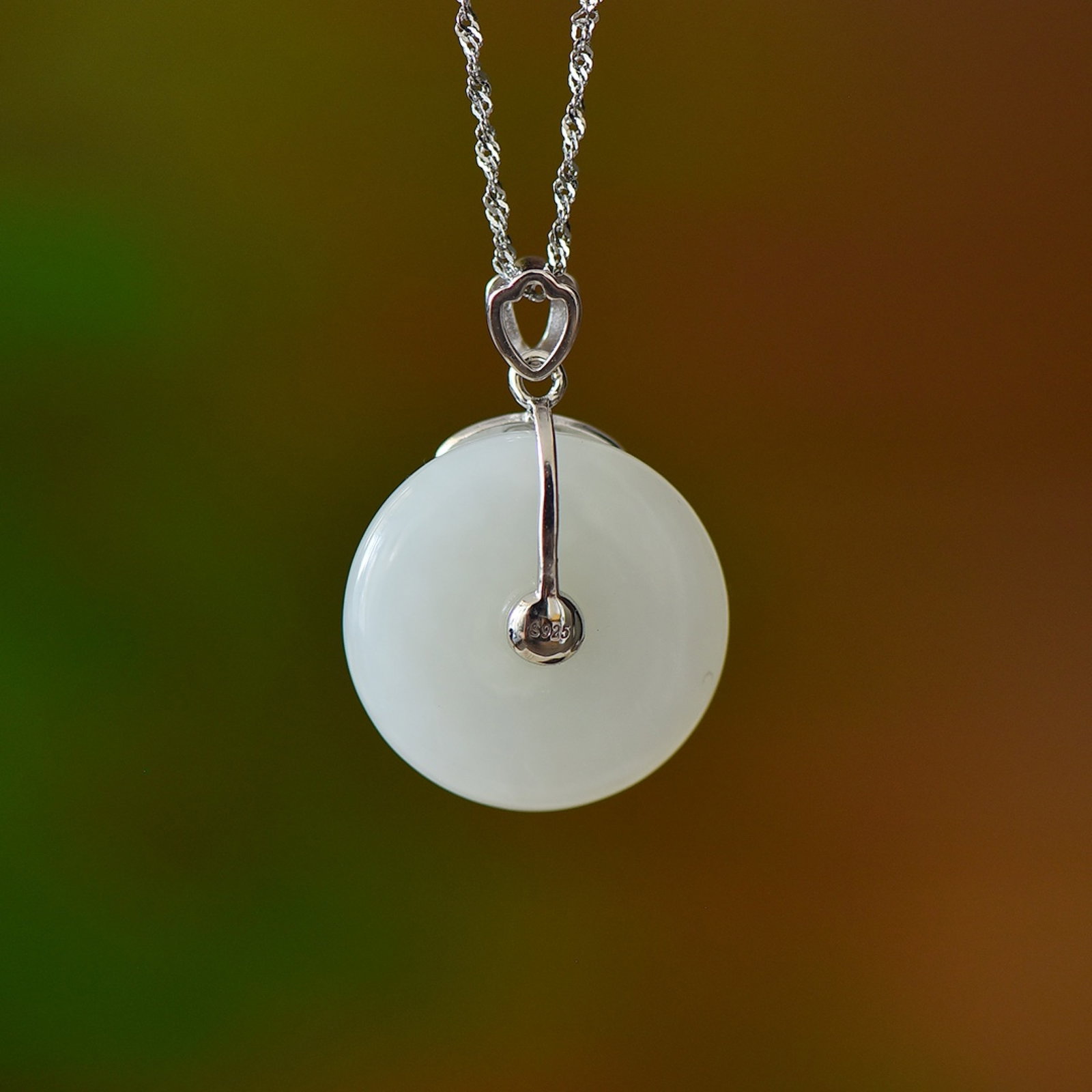 An Exquisite Sterling Silver Inlaid White Jade Pendant - 5