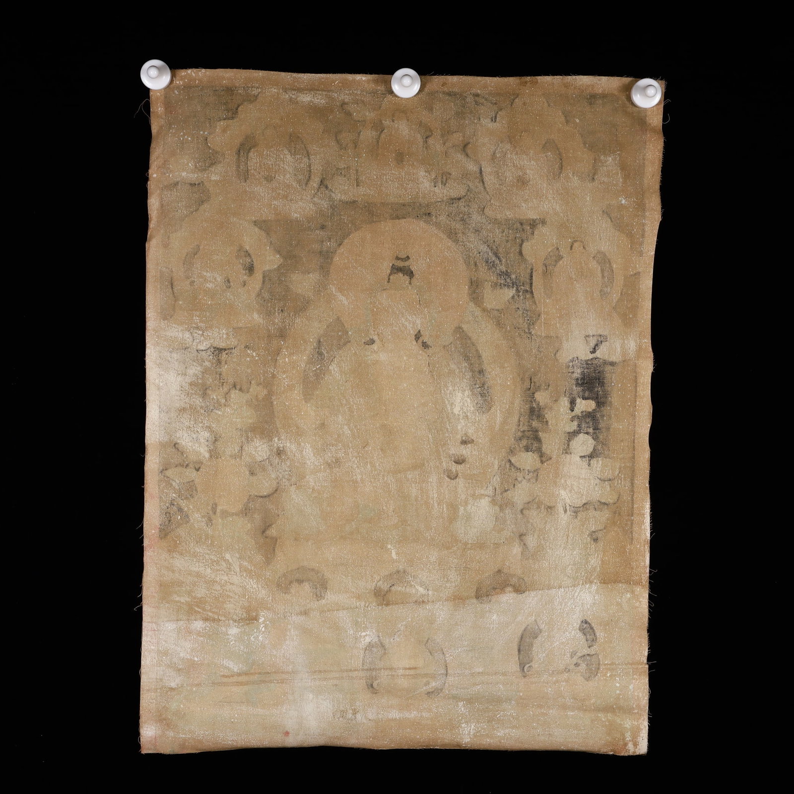 A Rare Painted Color Statue of Four-Armed Guanyin Tangka - 8