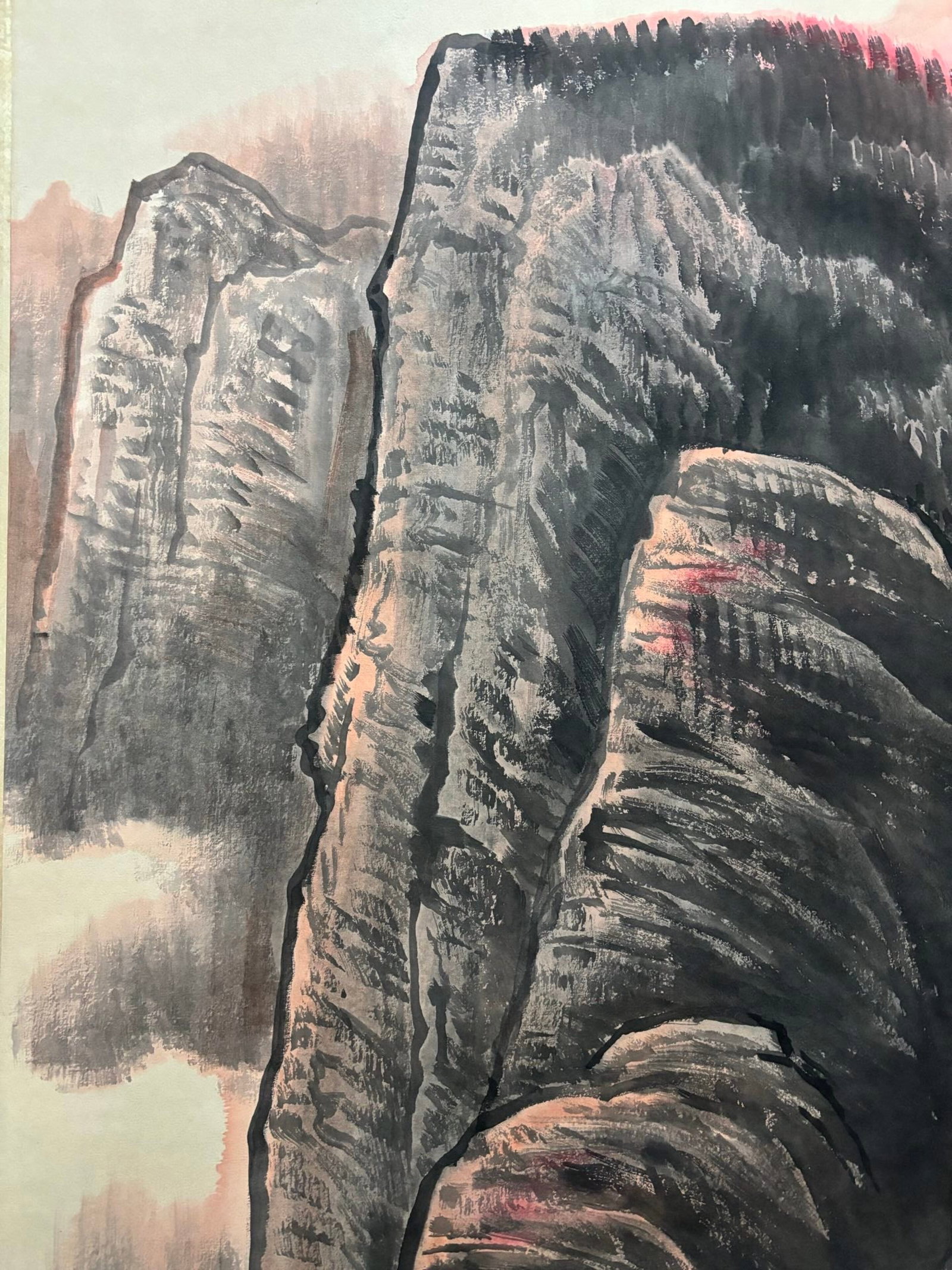 A Chinese Vertical Scroll Ink Painting of Landscape and Figure on Paper,Li Keran - 4