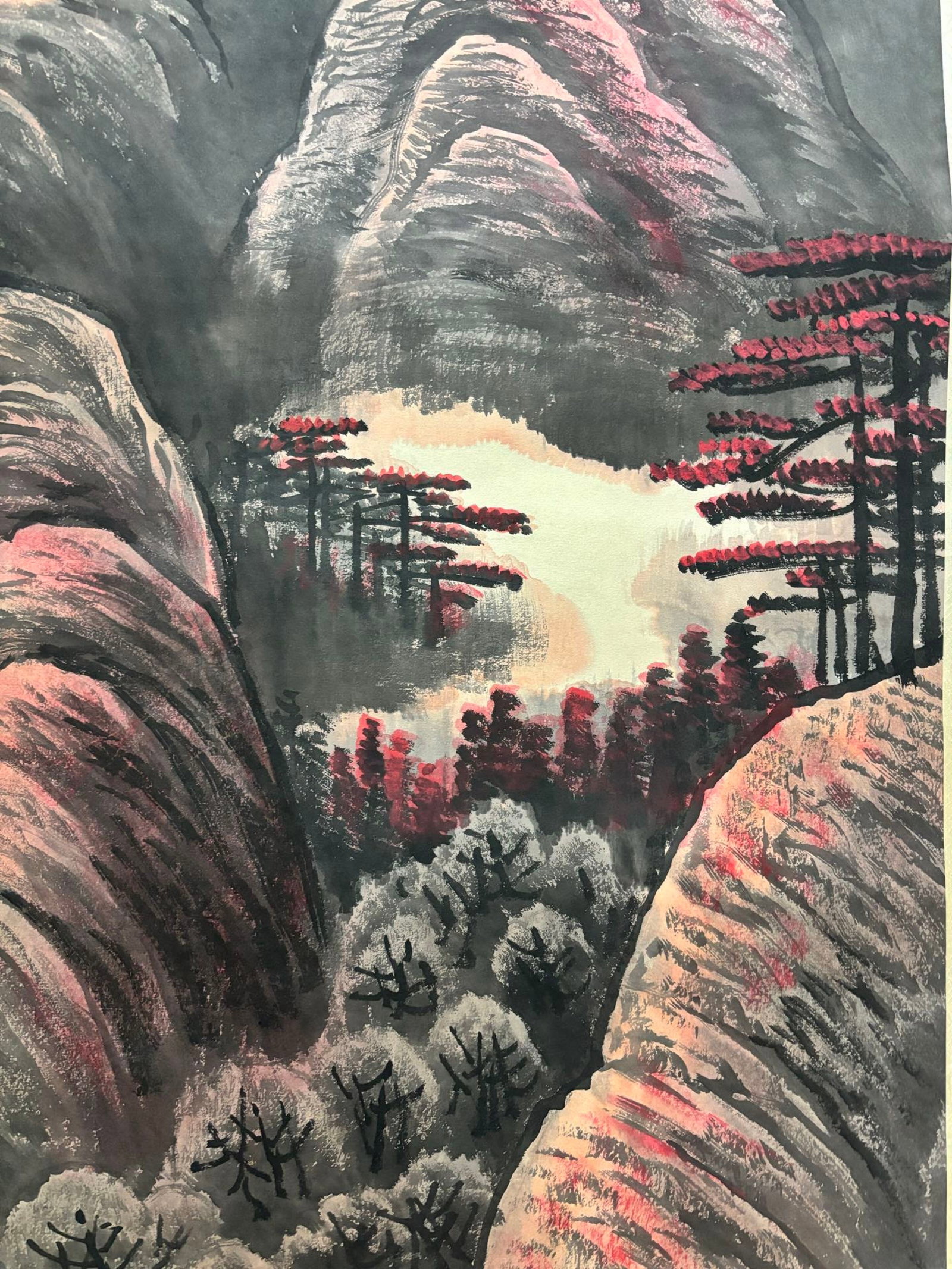 A Chinese Vertical Scroll Ink Painting of Landscape and Figure on Paper,Li Keran - 6