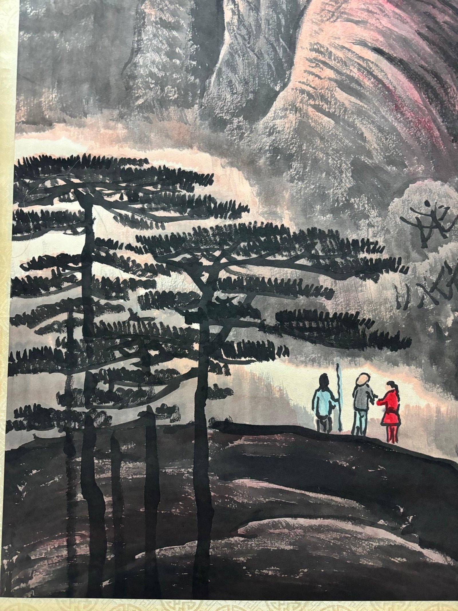 A Chinese Vertical Scroll Ink Painting of Landscape and Figure on Paper,Li Keran - 7