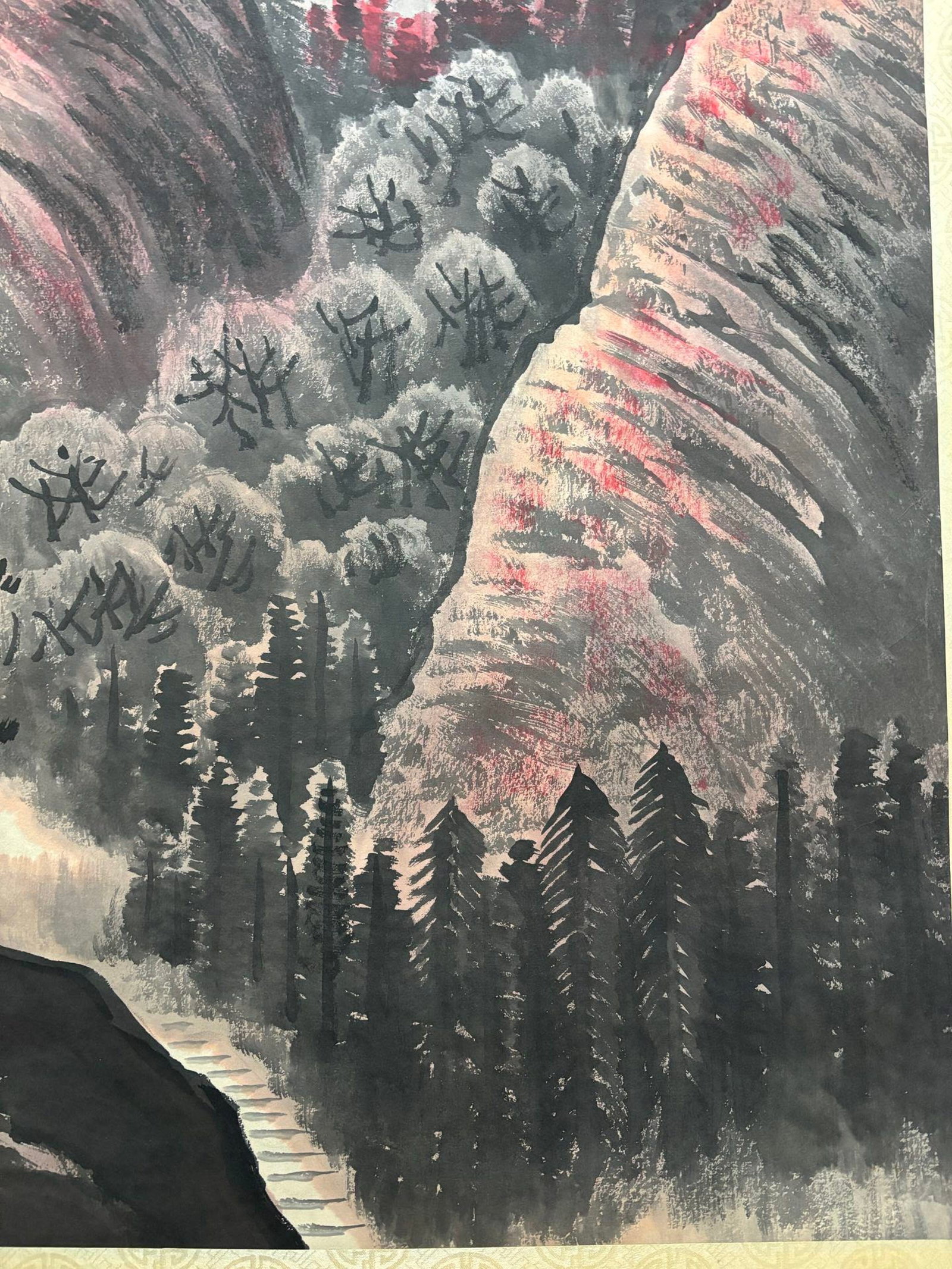 A Chinese Vertical Scroll Ink Painting of Landscape and Figure on Paper,Li Keran - 8
