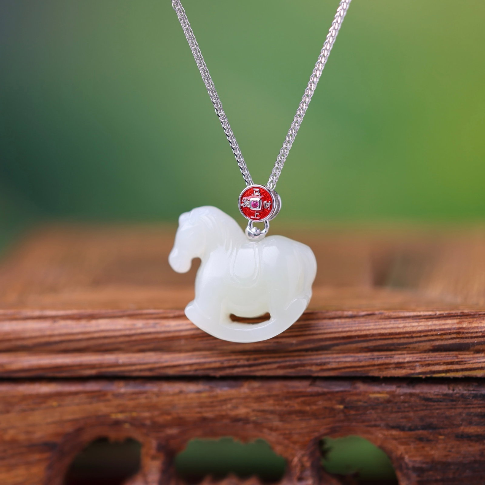 An Exquisite Sterling Silver Inlaid White Jade Pendant - 2