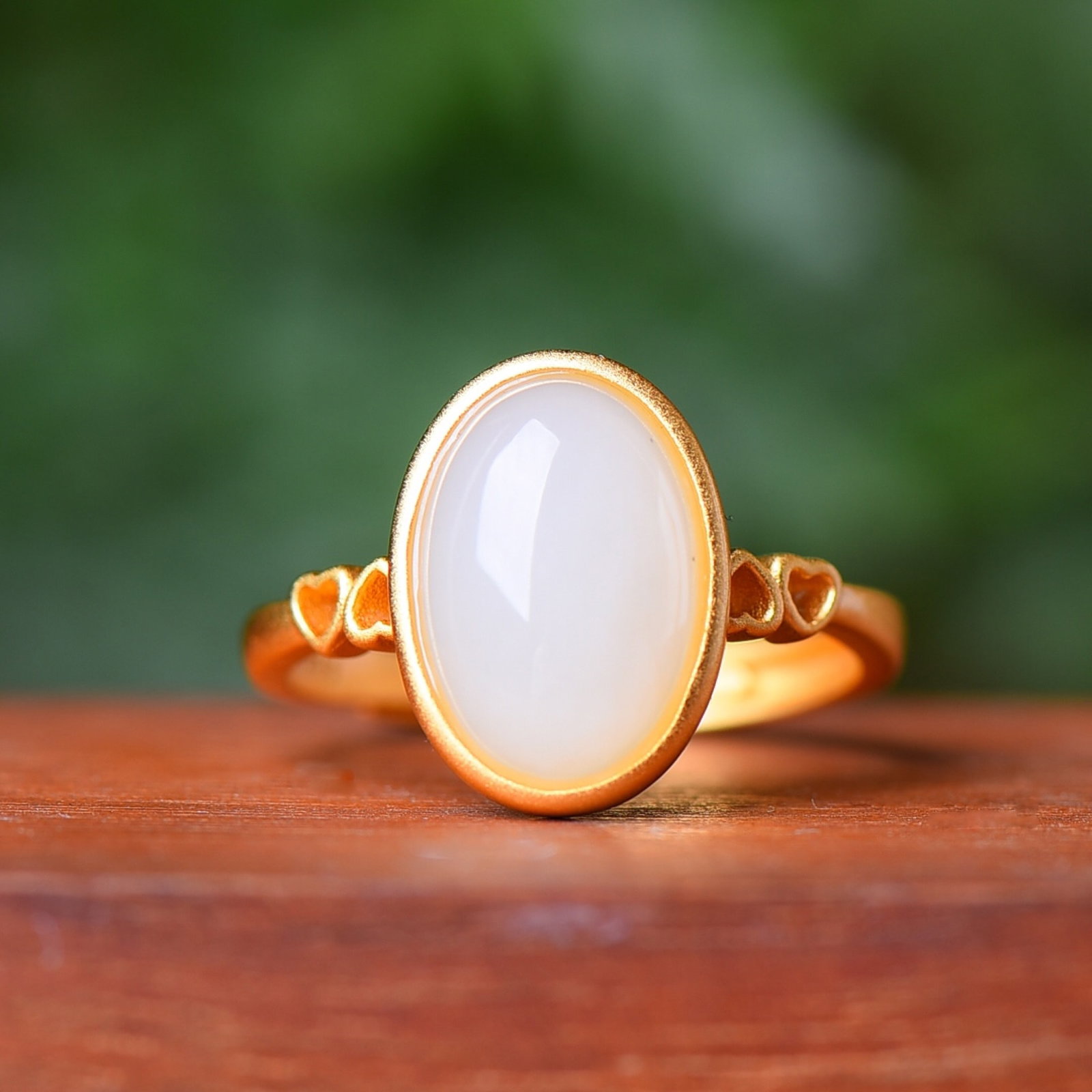 An Exquisite Sterling Silver-Gold Plated Inlaid White Jade Ring - 3