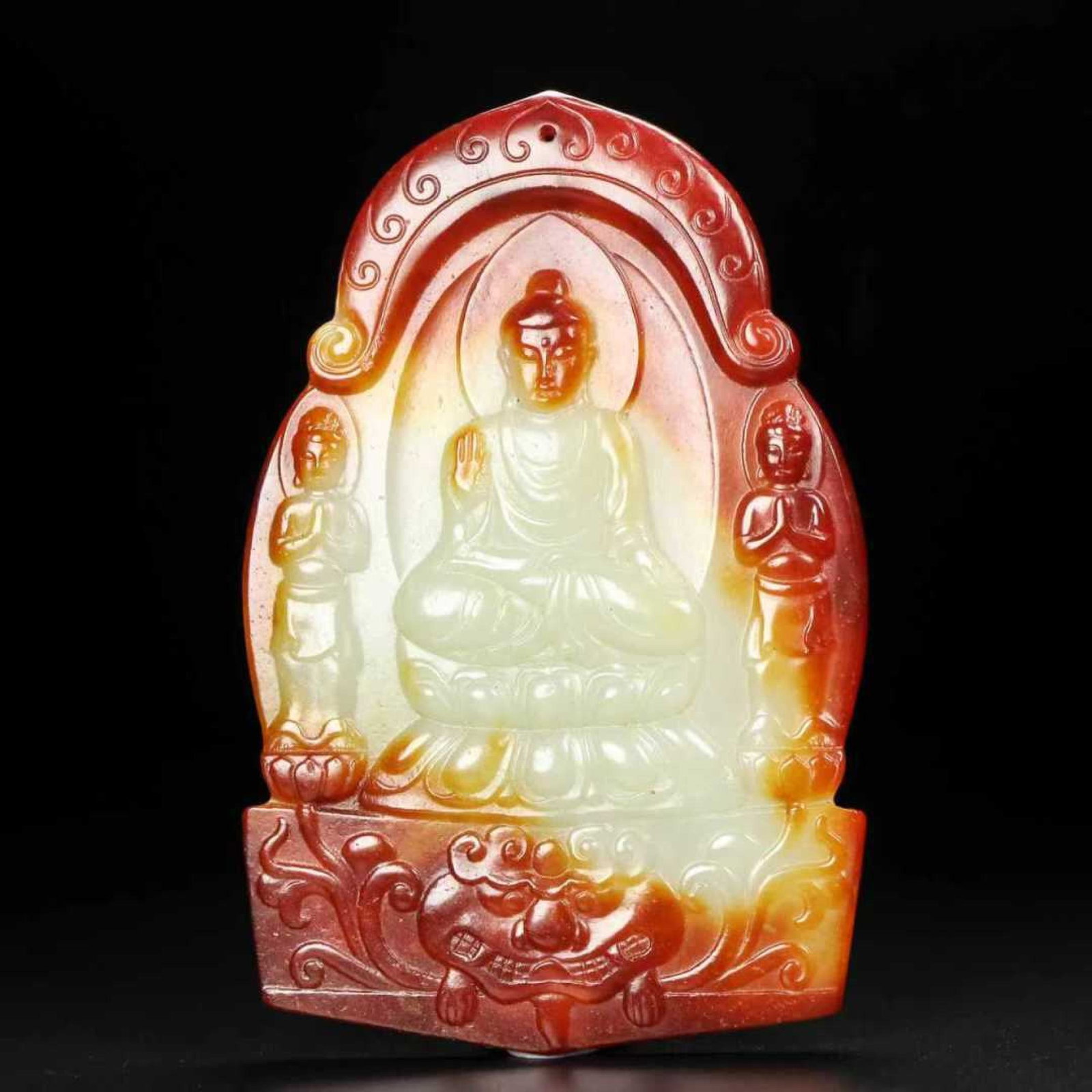 An Exquisite White Jade Buddha Statue Pattern Pendant: Estimated Value:560-1200 An Exquisite White Jade Buddha Statue Pattern Pendant,Qing Dynasty,China,Size:3.9inx2.8inx0.2in,Weight:86g