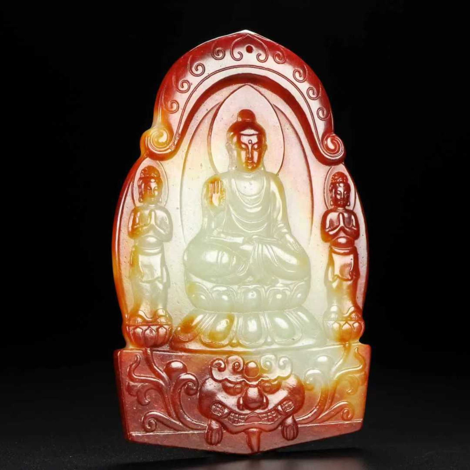An Exquisite White Jade Buddha Statue Pattern Pendant - 4