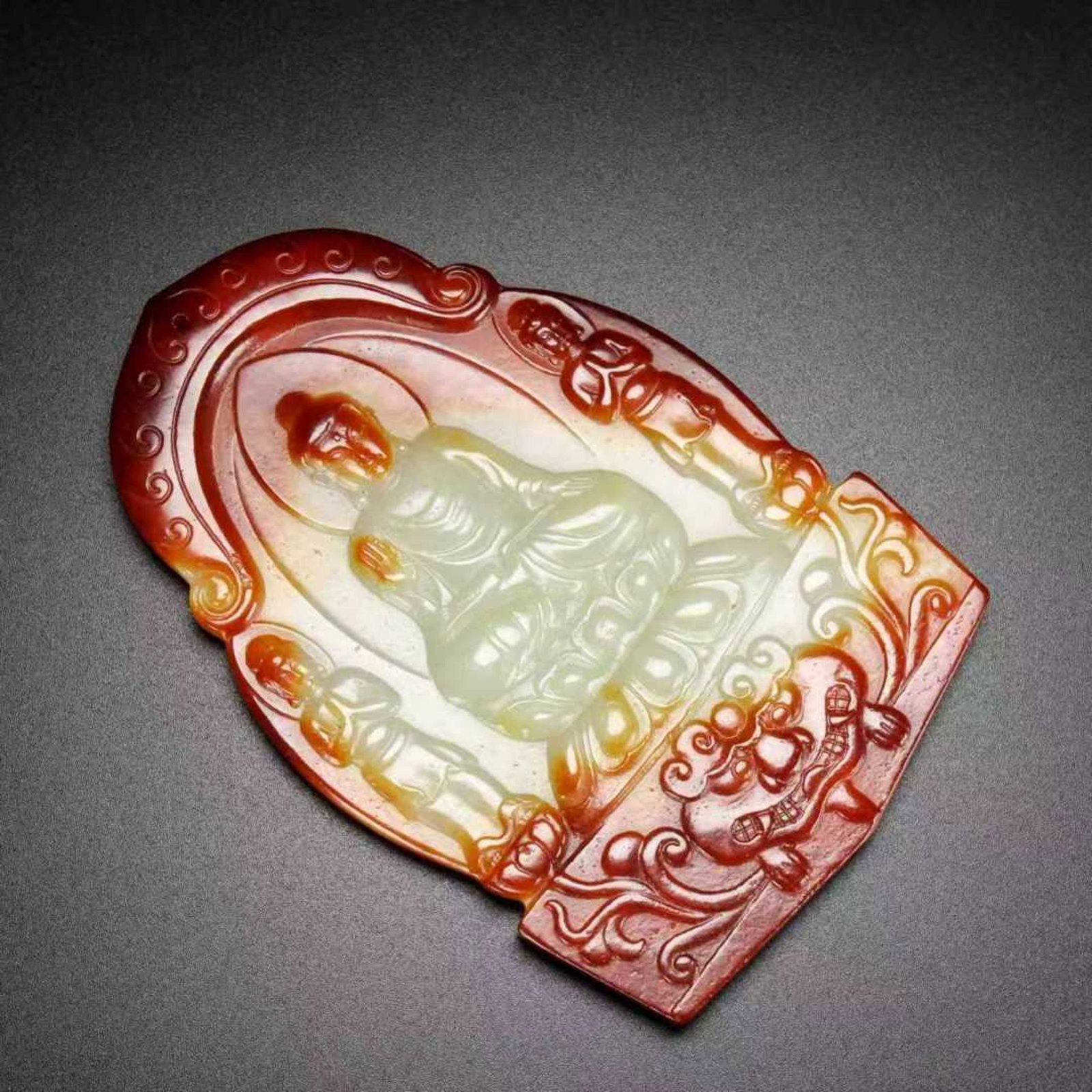 An Exquisite White Jade Buddha Statue Pattern Pendant - 9