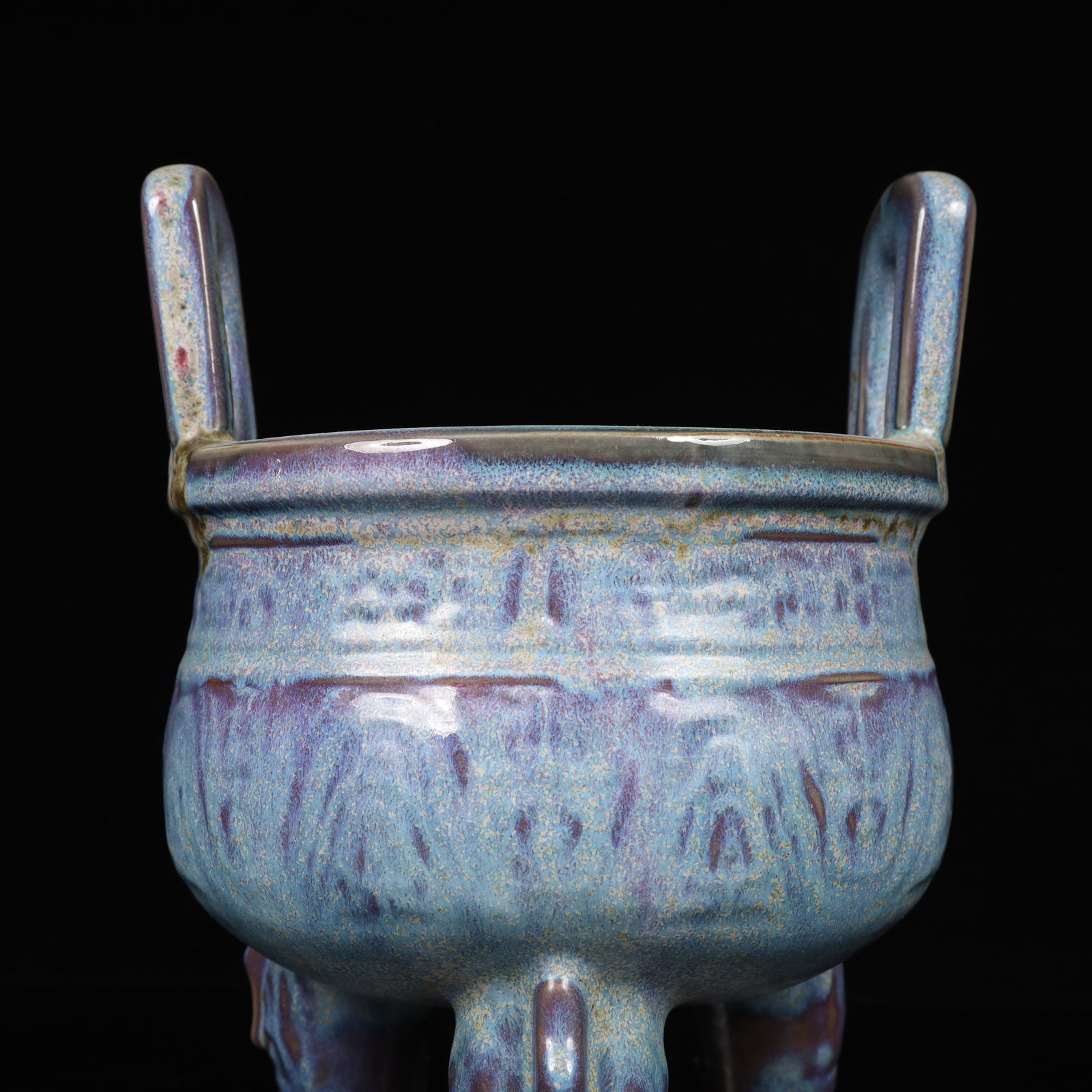 An Exquisite Jun yao Beast-Face Pattern Double-Ears and Tripod Censer - 2