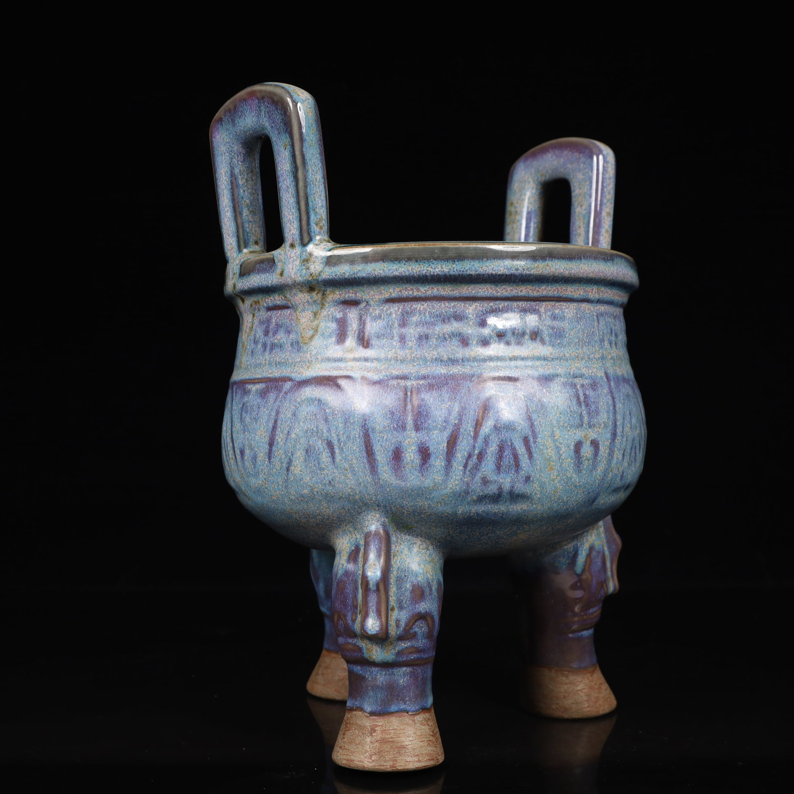 An Exquisite Jun yao Beast-Face Pattern Double-Ears and Tripod Censer - 6