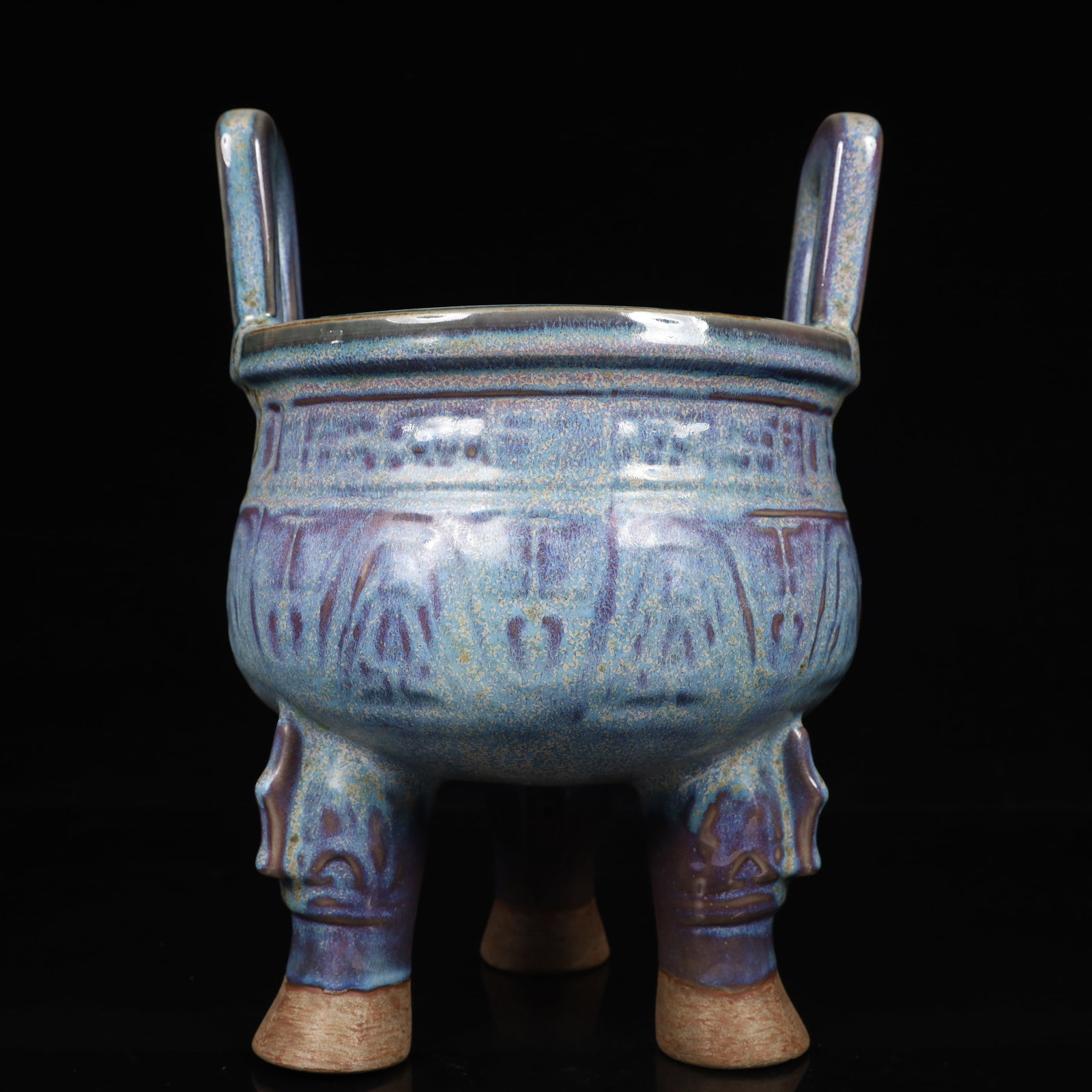 An Exquisite Jun yao Beast-Face Pattern Double-Ears and Tripod Censer - 7