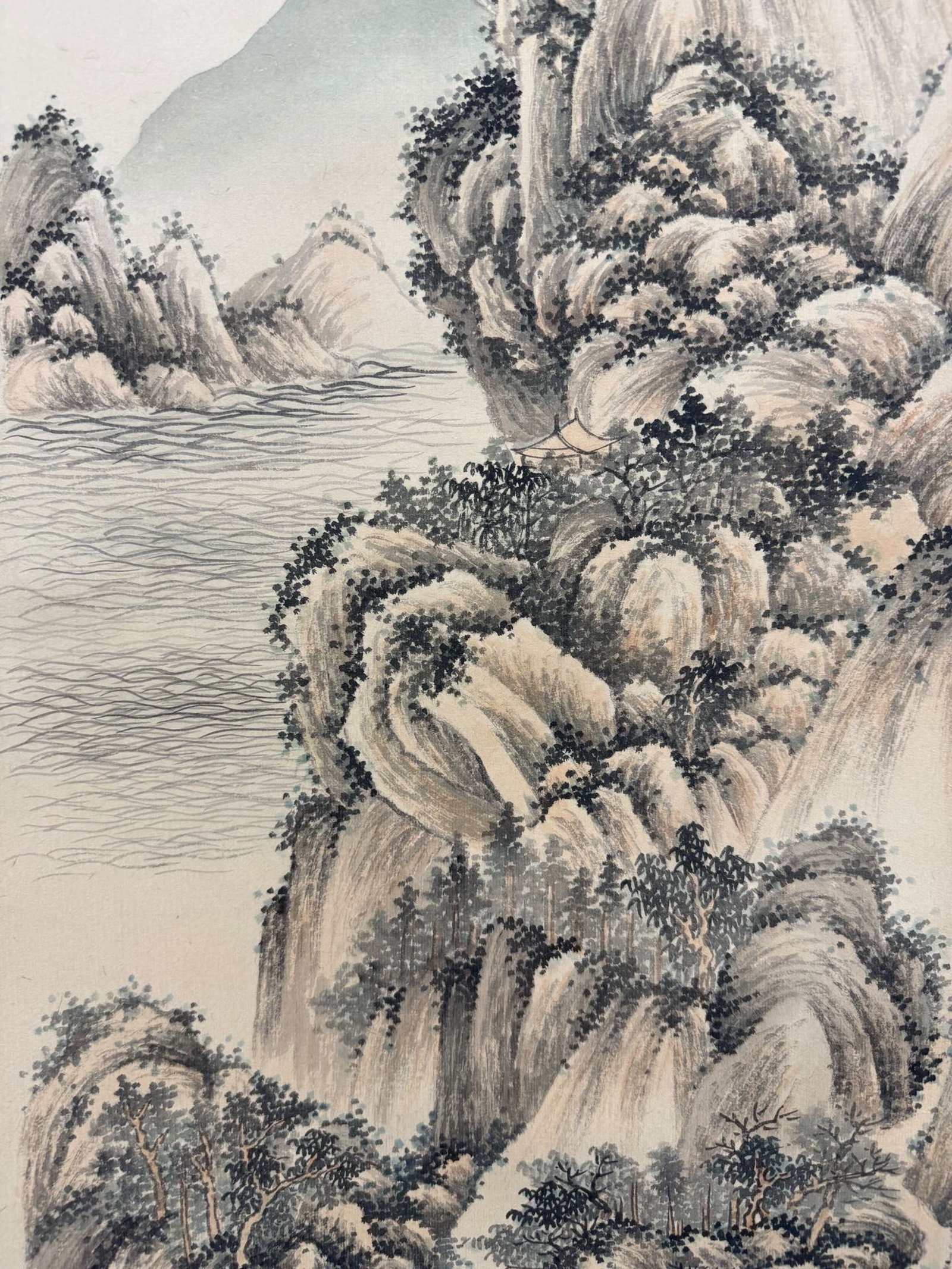 A Chinese Vertical Scroll Ink Painting of Landscape on Paper,Qi Gong - 4
