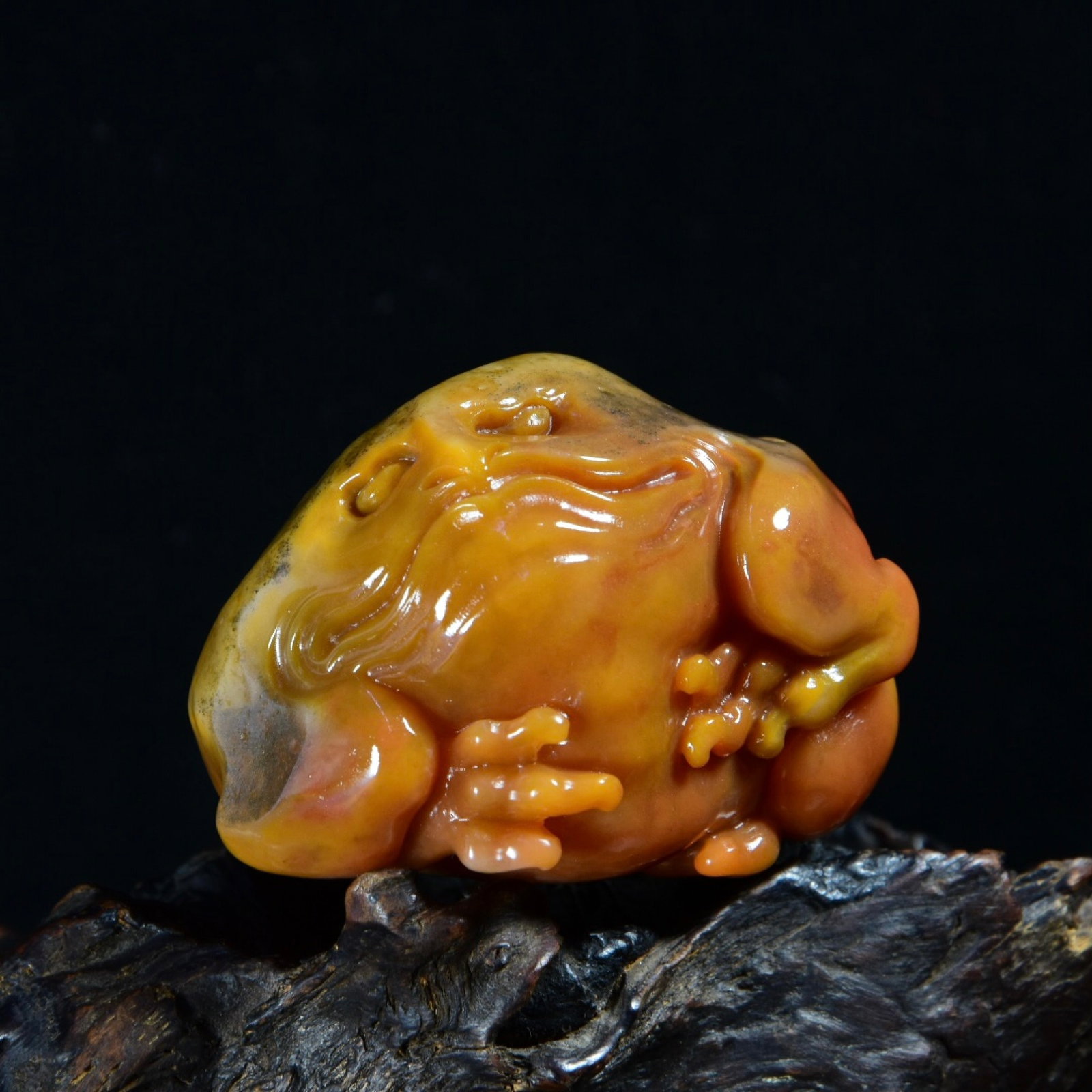 An Exquisite Shoushan Stone Golden Toad Ornament - 3