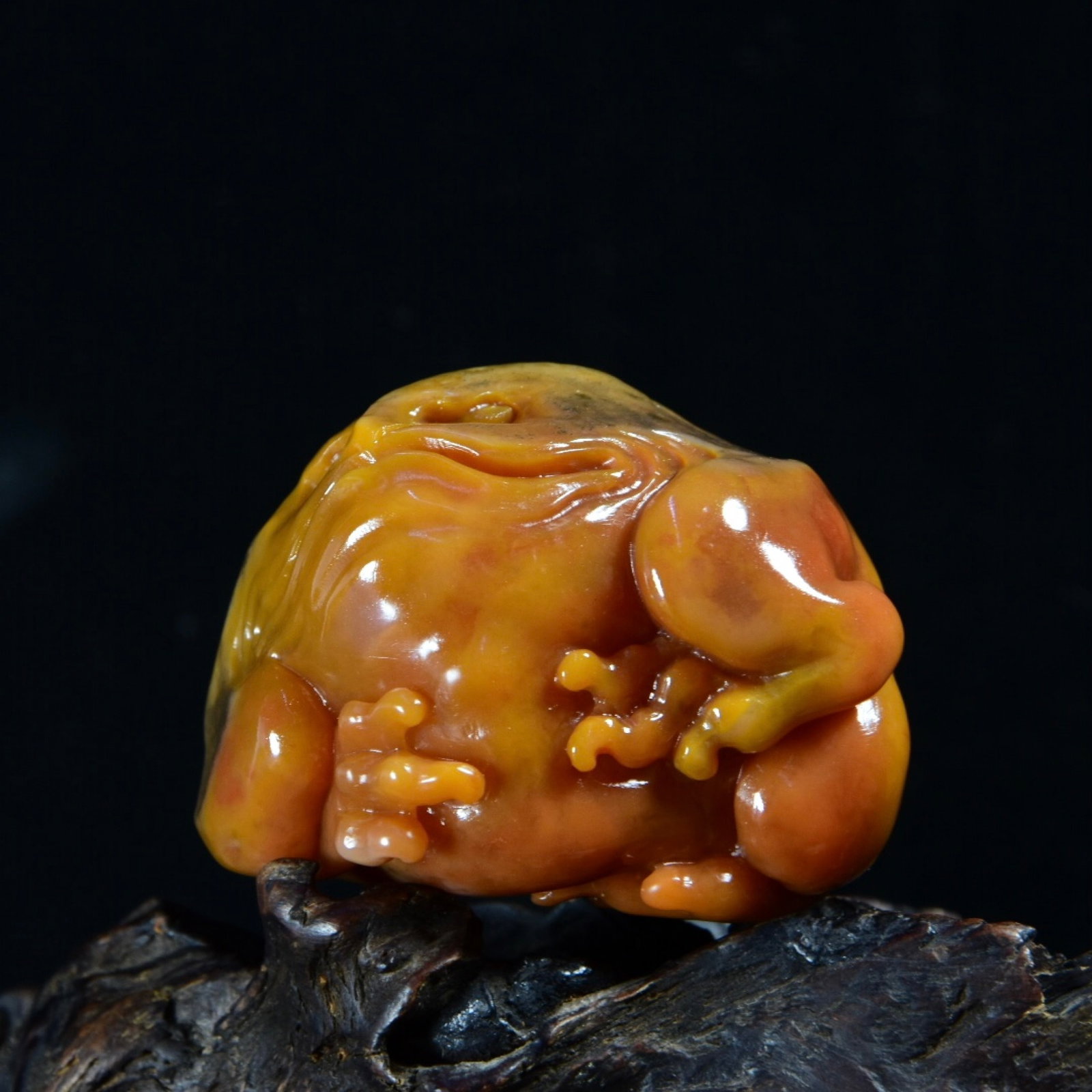 An Exquisite Shoushan Stone Golden Toad Ornament - 5