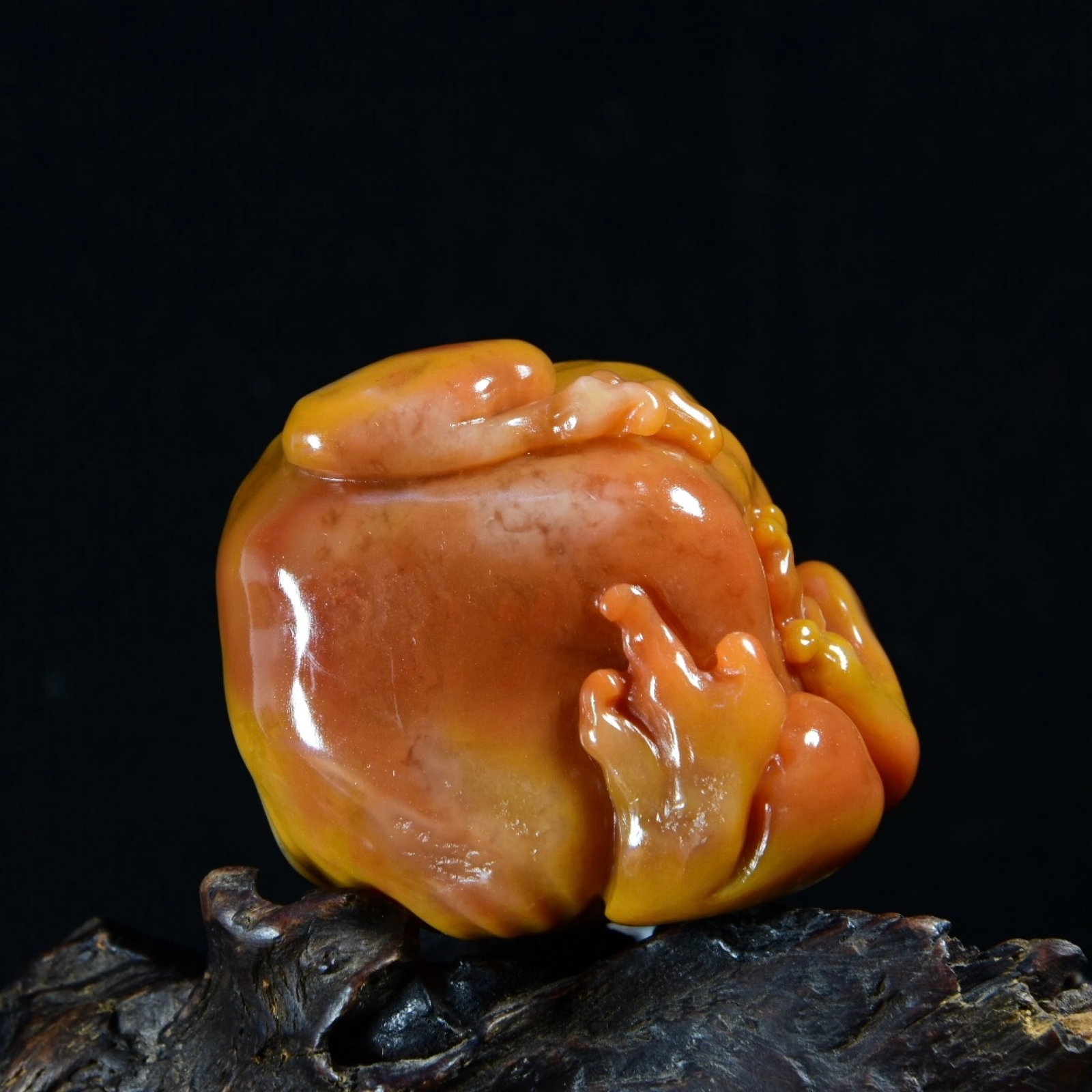 An Exquisite Shoushan Stone Golden Toad Ornament - 9
