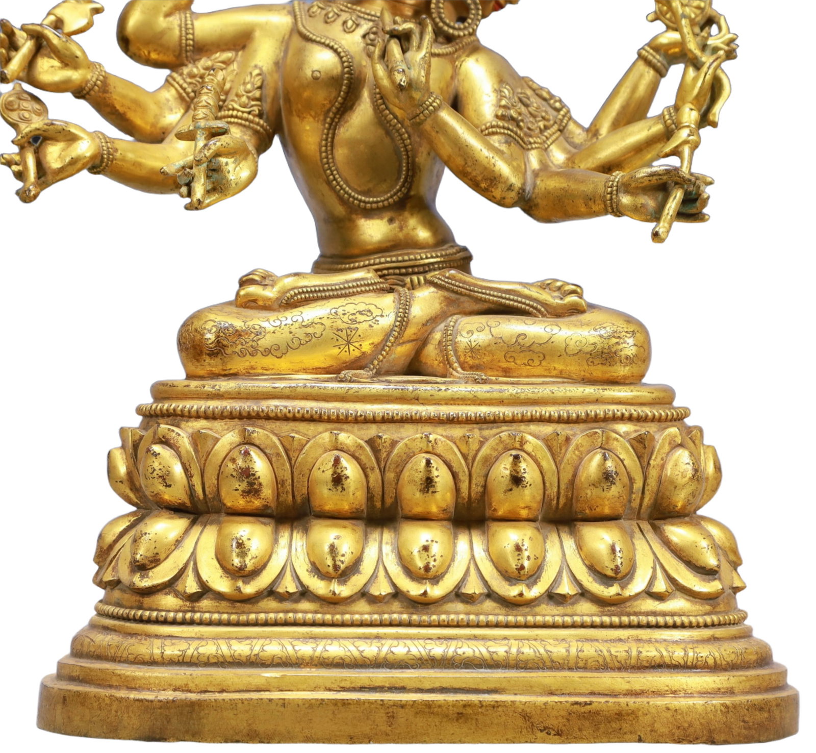A Solemn Gilt Bronze Eight-arms Statue of Avalokitesvara - 3