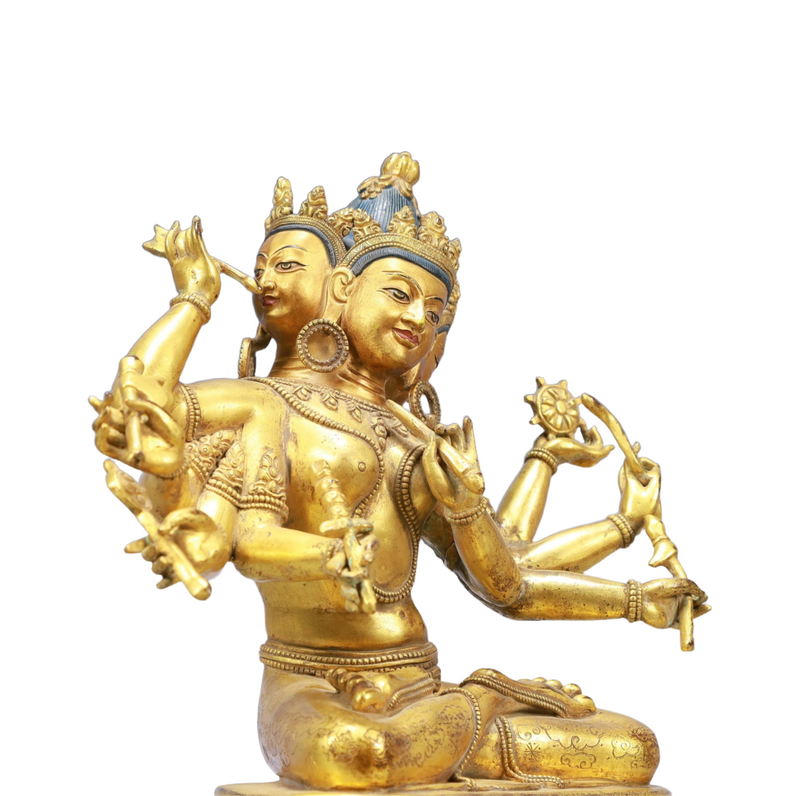 A Solemn Gilt Bronze Eight-arms Statue of Avalokitesvara - 7
